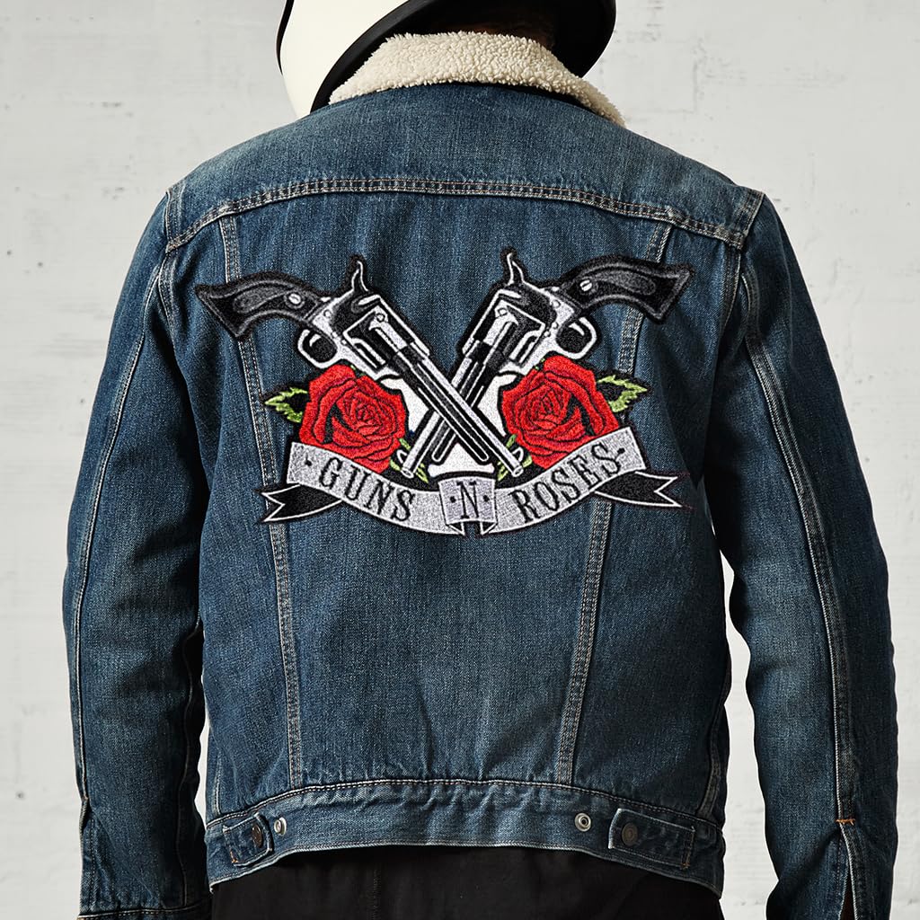 ZIBUYU Guns Roses Patches for DIY Clothing and Bags featuring Hot Melt Glue Backing | Embroidered Punk Appliques