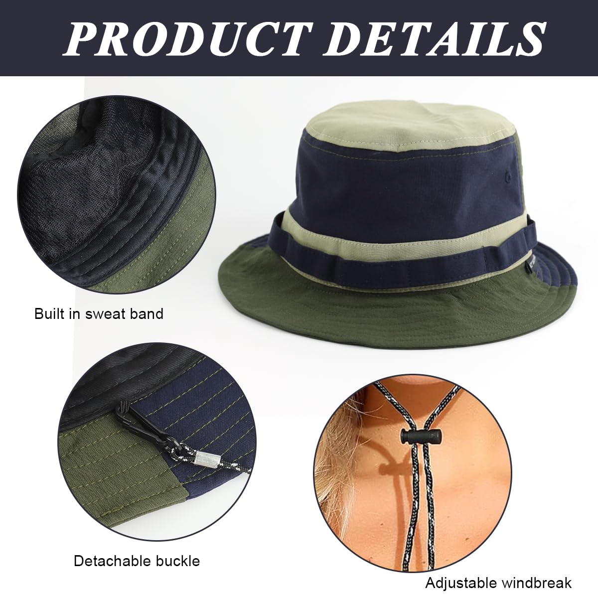 GUSTAVE Bucket Hat for Camping and Travel with Adjustable Chin Strap 54–58cm | Quick Dry Sun Protection for Women and Men