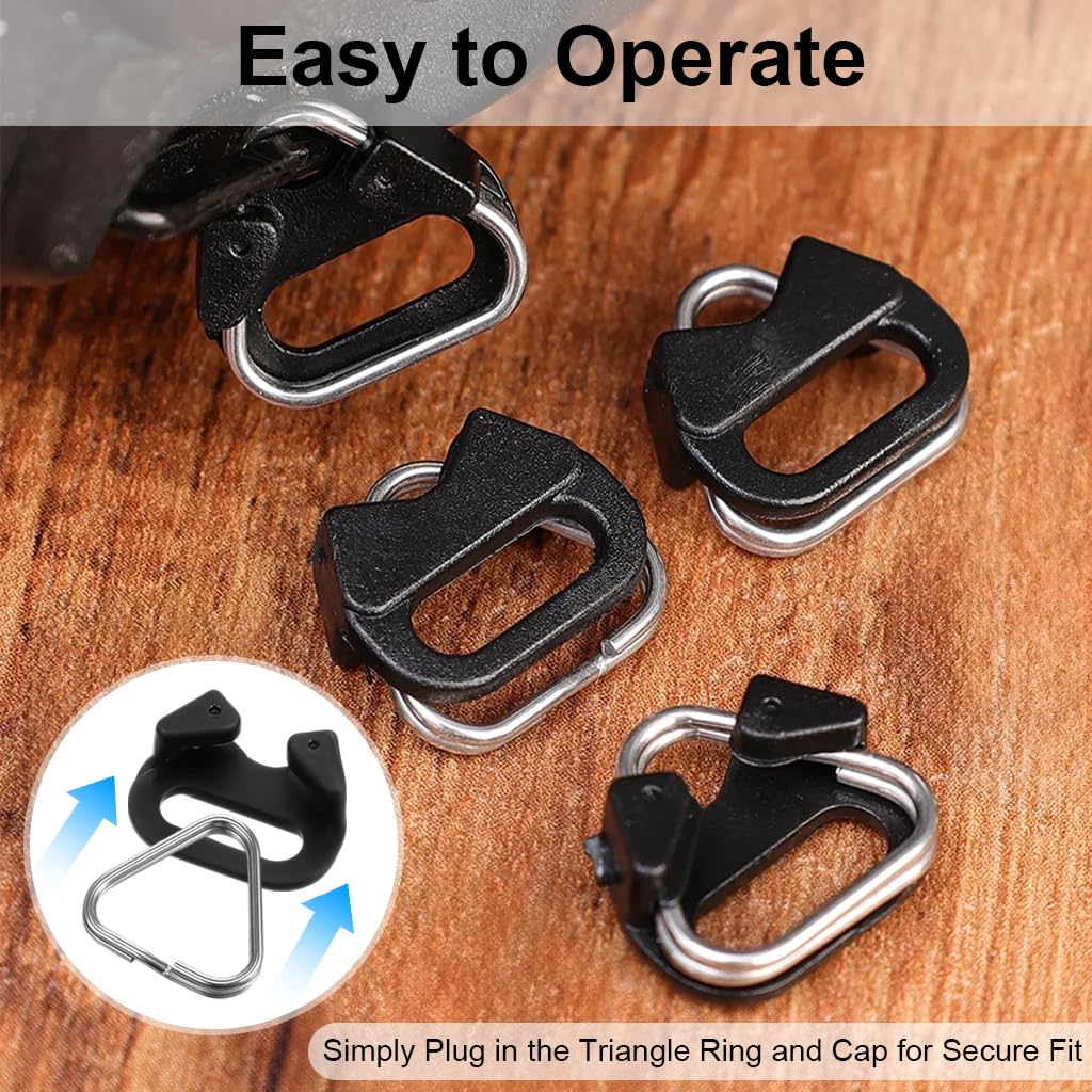 ZORBES Camera Strap Triangle Buckles for Shoulder Strap with ABS Plastic Caps | 4Pcs Stainless Steel Connectors