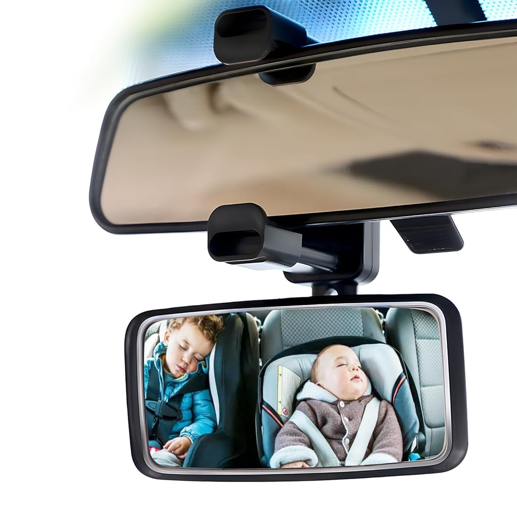 STHIRA® Baby Car Mirror Wide-angle HD Glass Rearview Baby Car Mirror 360 ° Adjustable Clip-On Baby Mirror for Rearview Mirror Universal Baby Car Mirror