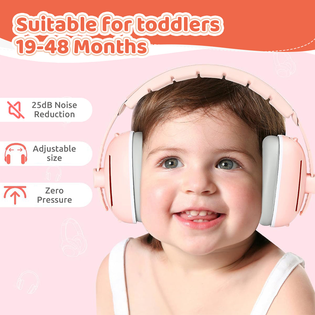 SNOWIE SOFT Adjustable Baby Ear Muff Noise Reduction Headphone 2 in 1 Noise Cancelling Ear Muffs with Interchangeable Headbands Flight Sleep Travel Baby Ear Muffs for Babies Toddlers 6-48 Months