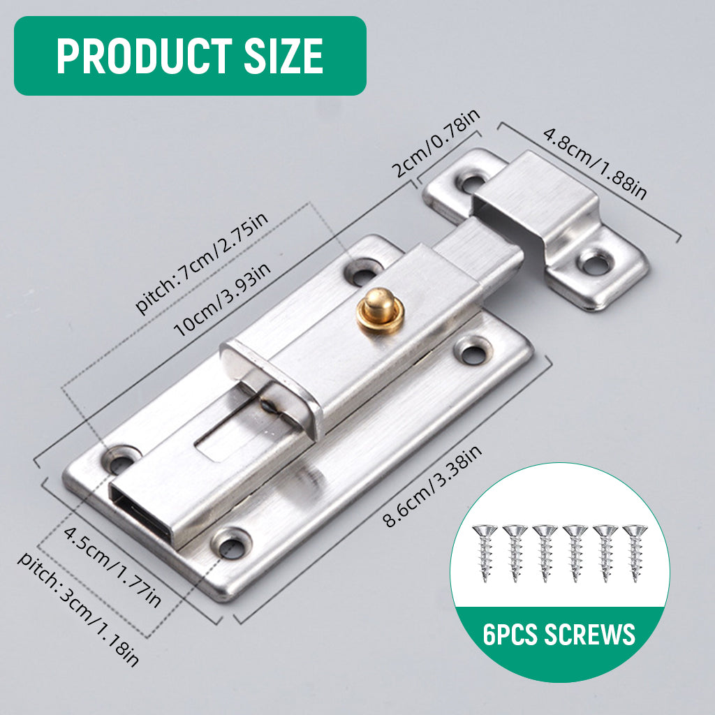 HASTHIP Door Latch Door Lock Security Door Latch Metal Stainless Steel Door Lock Spring Loaded Design One Press Button Release Mechanism Screw Fixed Security Door Latch for Room, House, Fence Door