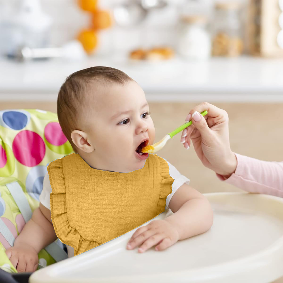 SNOWIE SOFT 3Pcs Baby Girls Bibs Cute Ruffles Edge Designed Soft Cotton Baby Bibs for Baby Girl Toddler Girls 1-3 Years Old