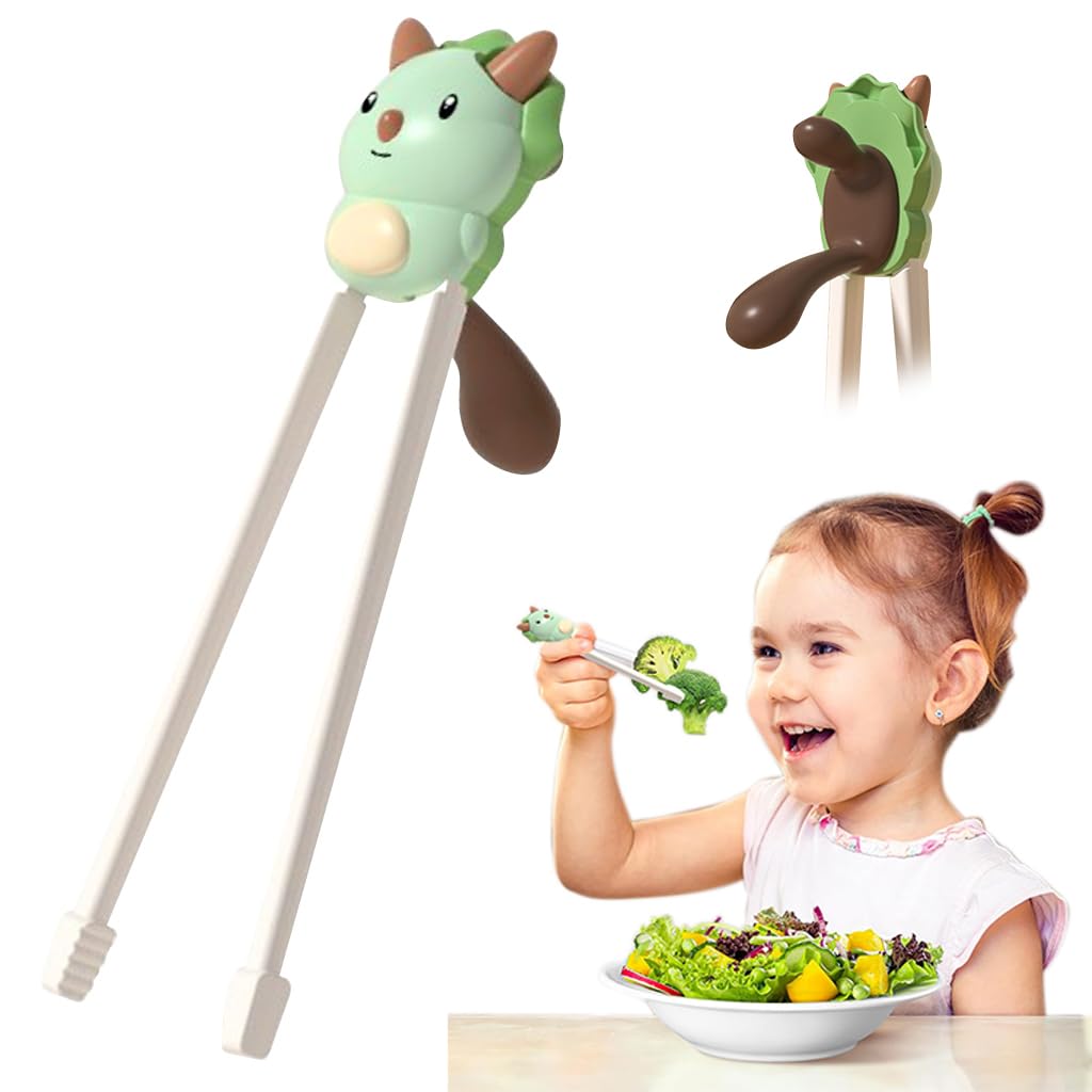 SNOWIE SOFT Training Chopsticks for Toddlers Self-Feeding Chopsticks Cartoon Dinosaur Chopsticks Anti-slip Self-Feeding Auxiliary Chopsticks for Toddlers 2-6 Years Old