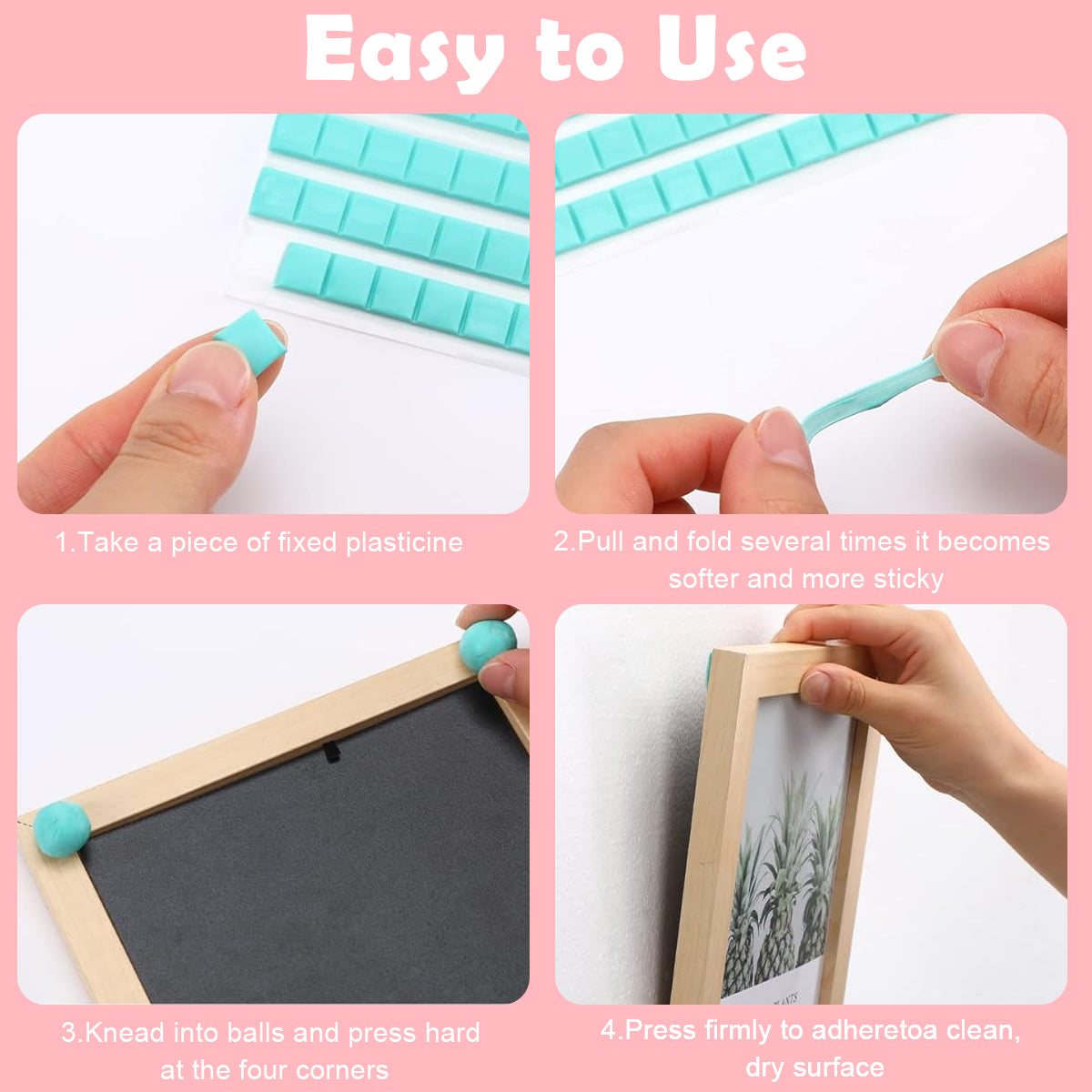 HASTHIP 288Pcs Sticky Tack 3 Color Adhesive Putty Sticky Tack for Holding Nail Extension Multi Purpose Sticky Tack Flexible Mounting Putty for Crafts Hanging Pictures, Small Objects