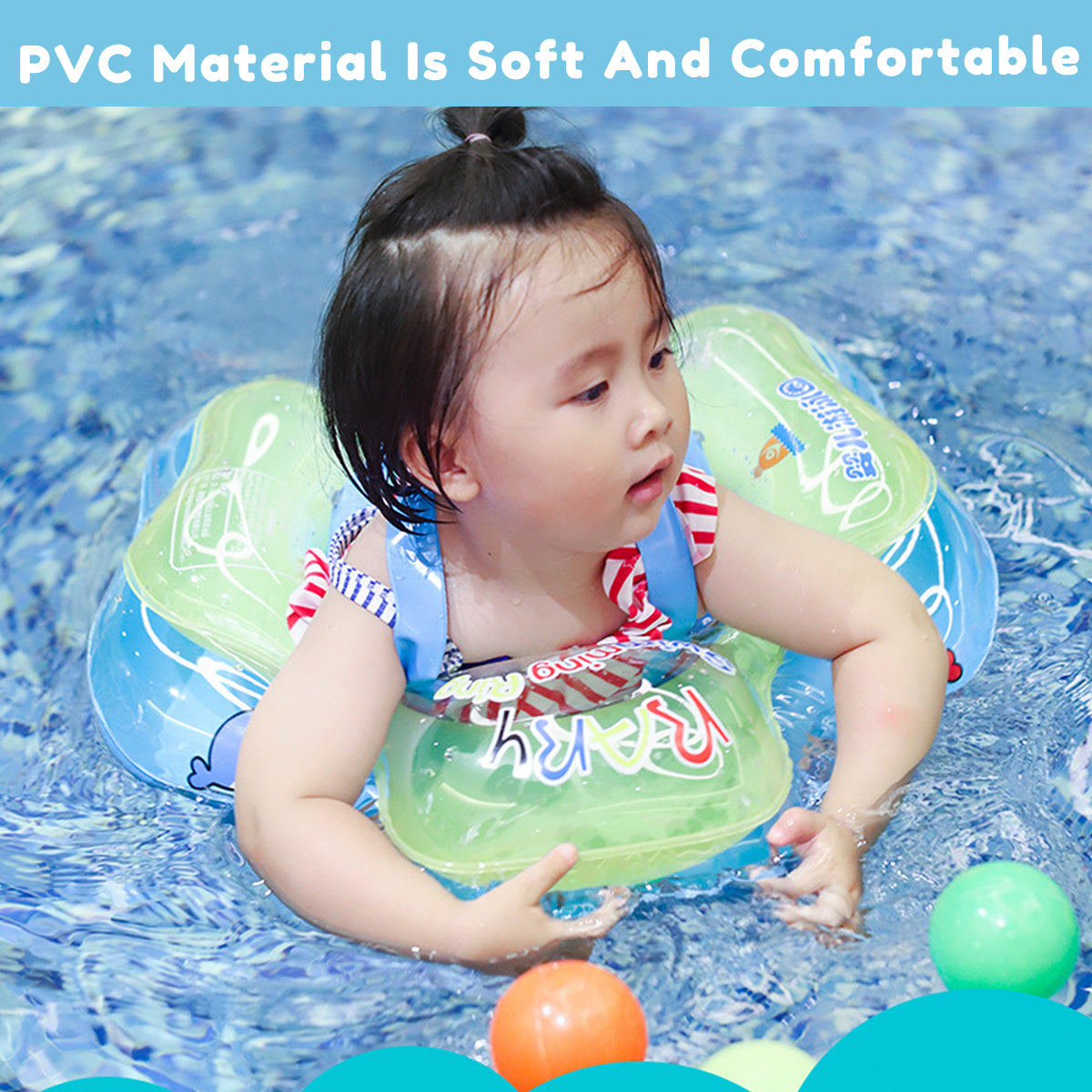 SNOWIE SOFT Baby Floats for Swimming Pool, Baby Swimming Tube for 12-36 Months, Independent Double Layer PVC with Adjustable Safety Straps Outdoor Swimming Pool Baby Swimming Accessories