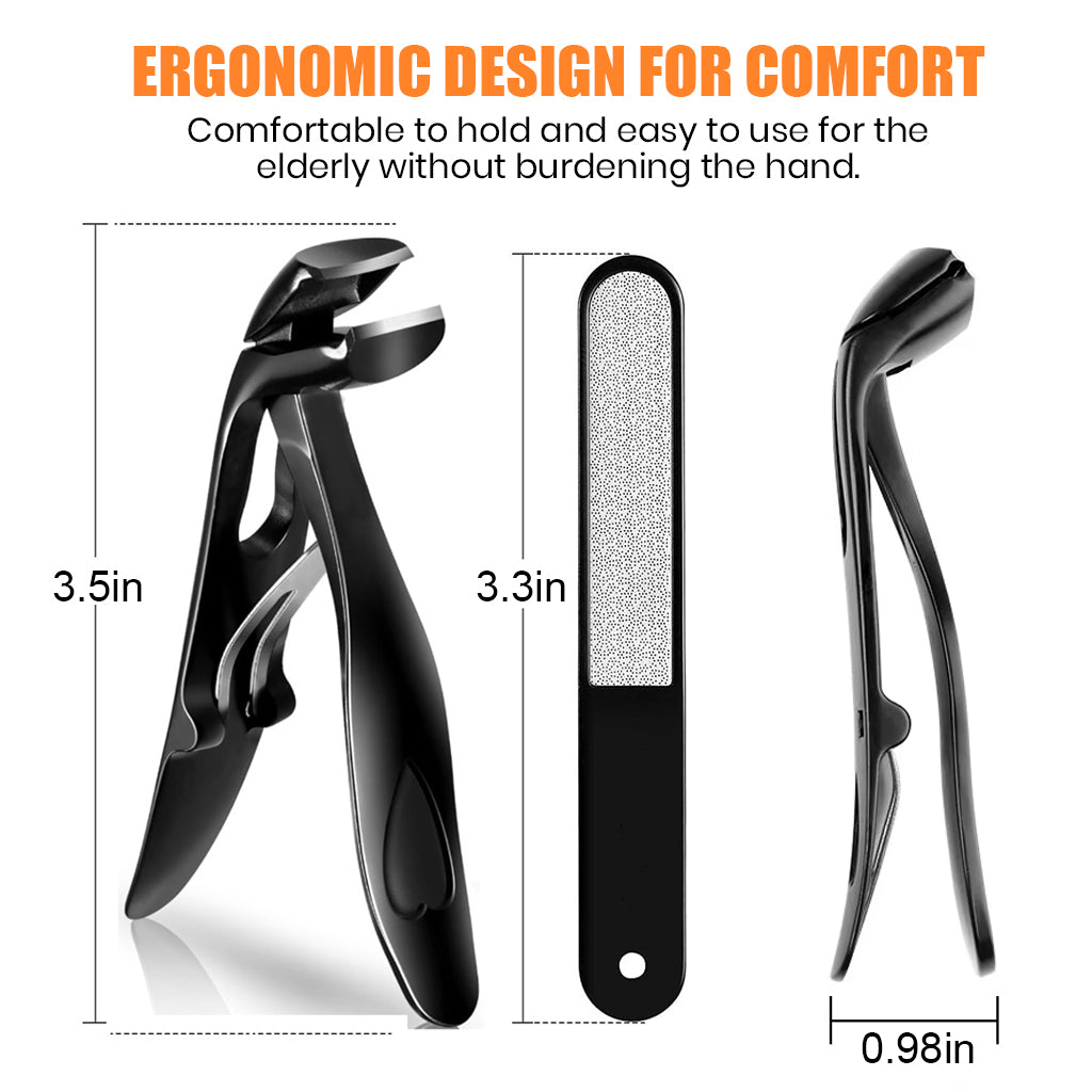 MAYCREATE Nail Clipper for Seniors Toe Nail Clipper and Nail Filer Thick Nail Clipper Stainless Steel Bended Wide Open Clipper Spring Loaded Design Travel Nail Clipper Set with Storage Box