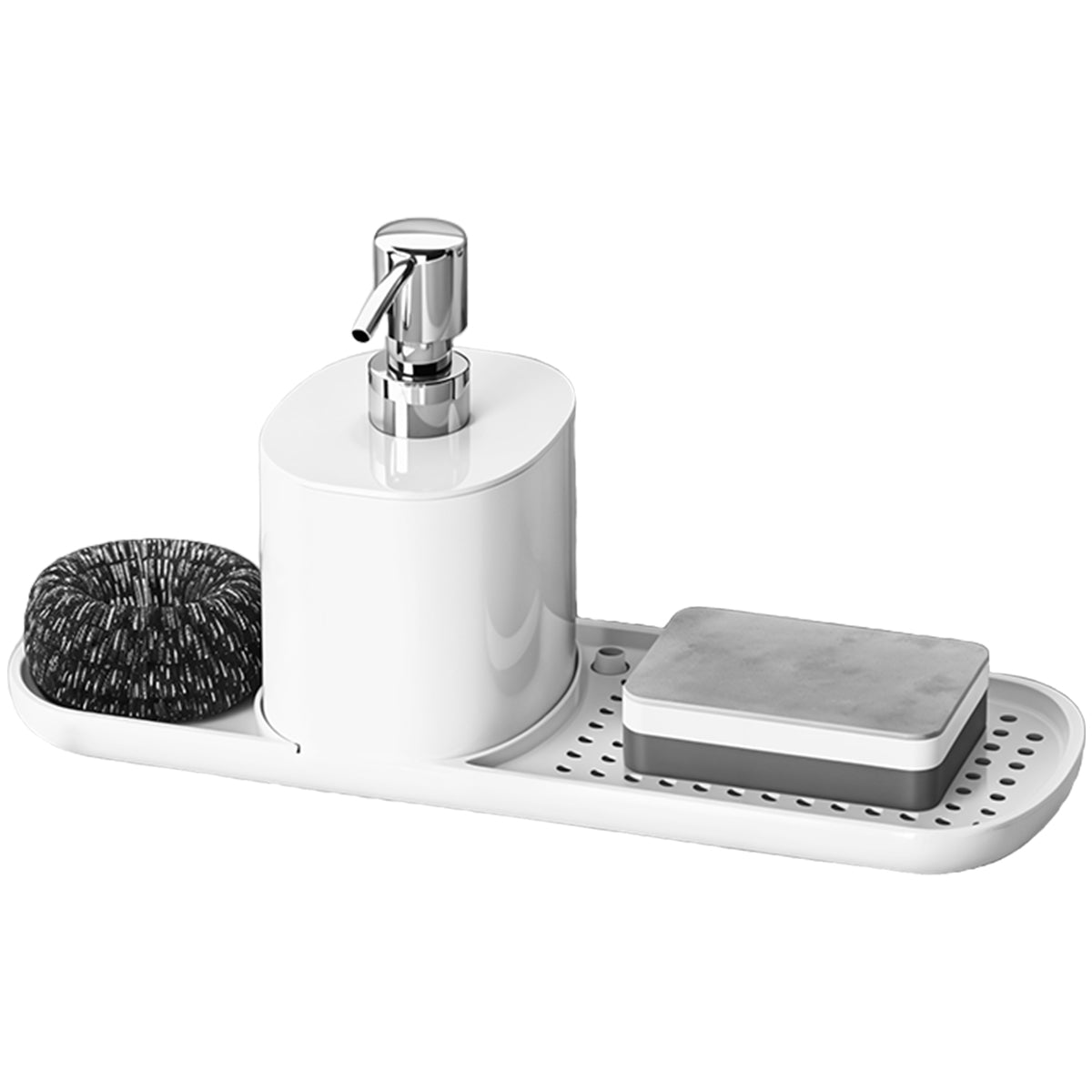 HASTHIP Kitchen Soap Dispenser 2 In 1 Cleanser Dispenser with Sponge Drain Rack Kitchen Detergent Dispenser Multipurpose Bathroom Liquid Hand Soap Hand  Dispenser Bar Soap Holder