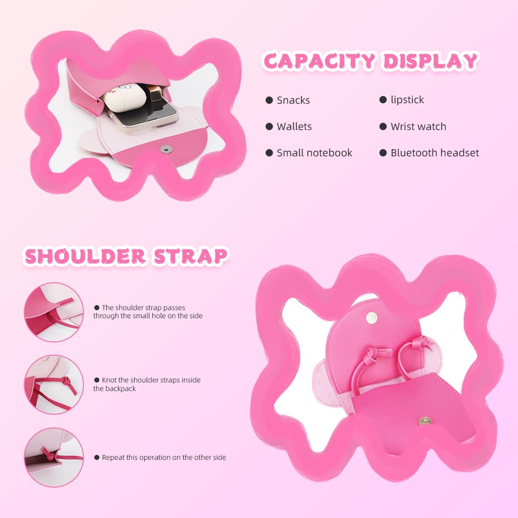 SNOWIE SOFT Kawaii Sling Bag Girls Small Shoulder Bag Cute Pink Minnie PU Shoulder Bag Travel Crossbody Bag for Little Girls Gift for Girls Birthday Gift Christmas Gift, 17x5x14cm