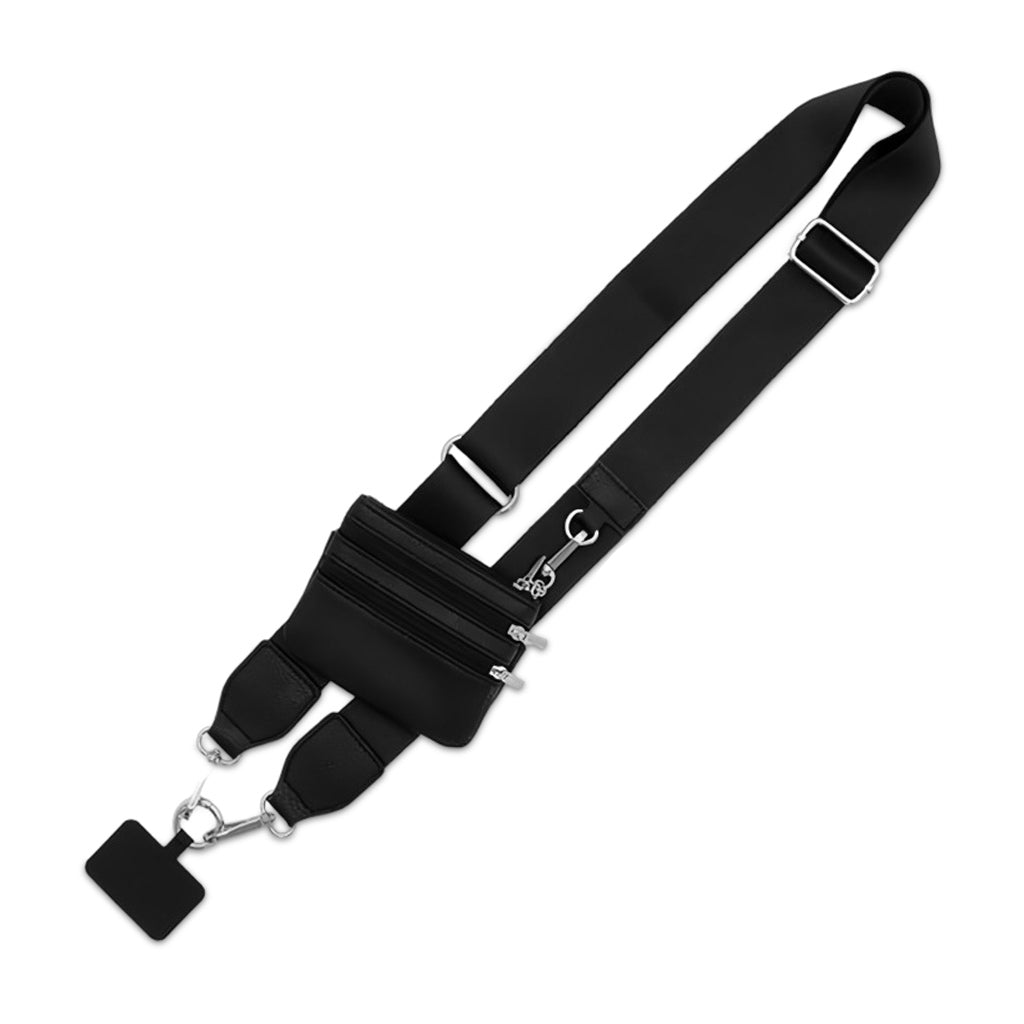 ZORBES Phone Strap with Zippered Pouch, Clip and Go Strap for Phone with Wallet Crossbody, Fashion 2 in 1 Phone Sling Bag Multi Purpose Phone Sling Travel Cash Bag Beach Wear Accessory Bag
