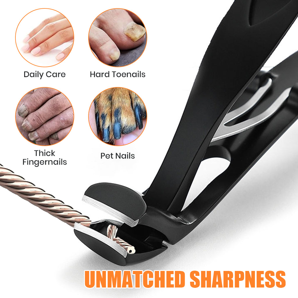 MAYCREATE Nail Clipper for Seniors Toe Nail Clipper and Nail Filer Thick Nail Clipper Stainless Steel Bended Wide Open Clipper Spring Loaded Design Travel Nail Clipper Set with Storage Box