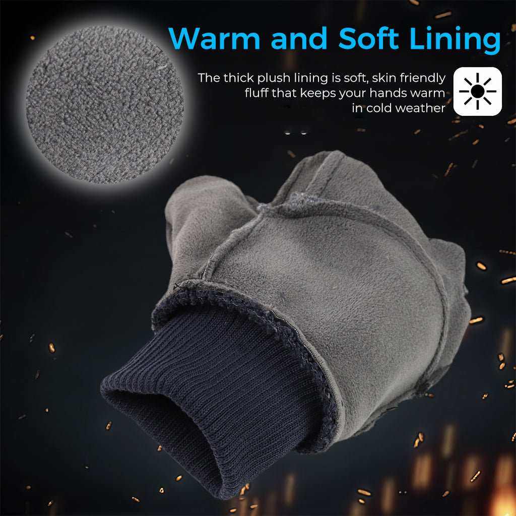 ZIBUYU Grey Cycling Gloves, Warm Winter Gloves, Water-Repellent, Touchscreen Gloves, Windproof Running Gloves, Non-Slip for Men and Women, for Running, Cycling, Climbing, etc
