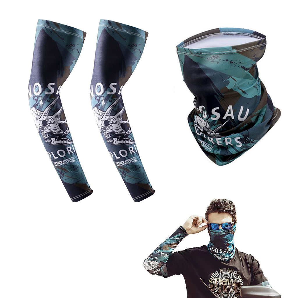 Proberos Riding Face Mask Neck Gaiter & Arm Sleeve Summer UV Protection Cool Breathable Face Mask Fashion Men Women Print Anti-slip Elastic Arm Sleeve Outdoor Sport Gear for Cycling, Hiking, Running