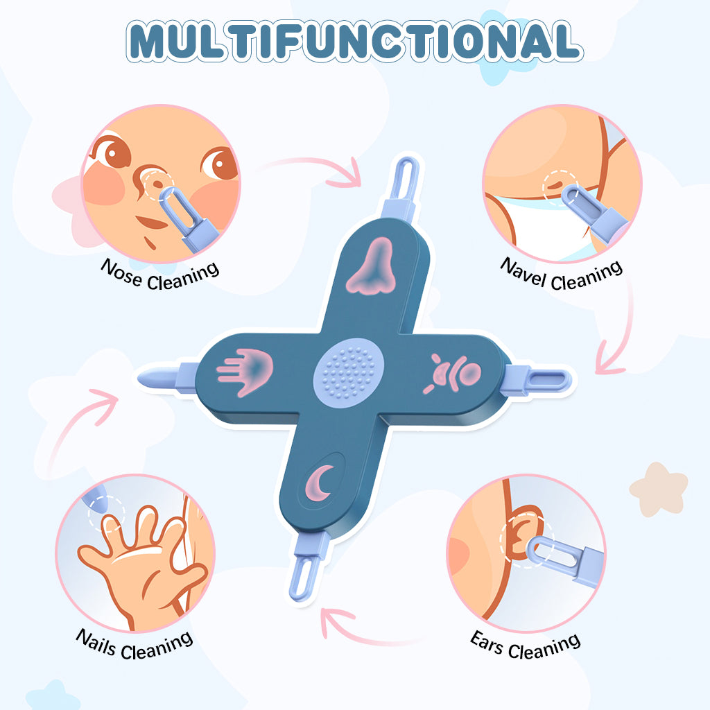SNOWIE SOFT 4 In 1 Baby Grooming Tool Nasal Cleaning Tool Booger Ear Wax Remover Tool Finger Nail Cleaning Tool Safe Gentle Multi in One Baby Grooming Tool