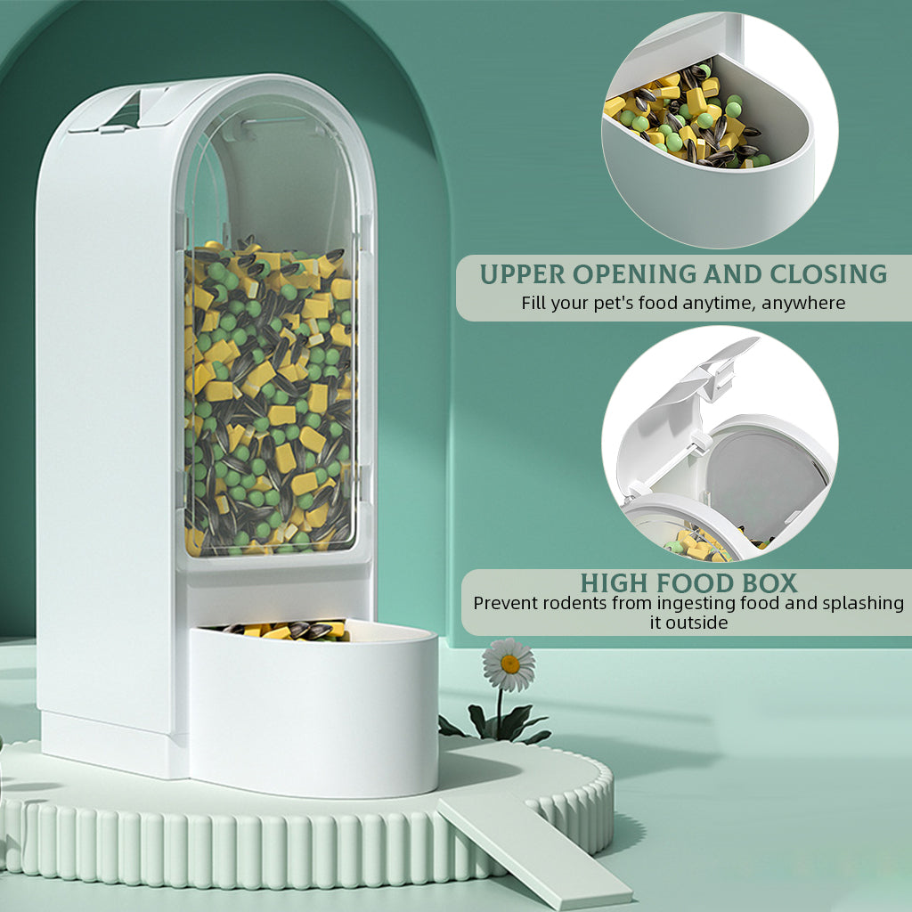 Qpets® Hamster Food Feeder & Water Feeder Set, No Jam Food Dispenser Hanging Water Feeder for Cage Small Pet Transparent Food Feeder for Hamster, Gerbils, Mice, Guinea Pigs