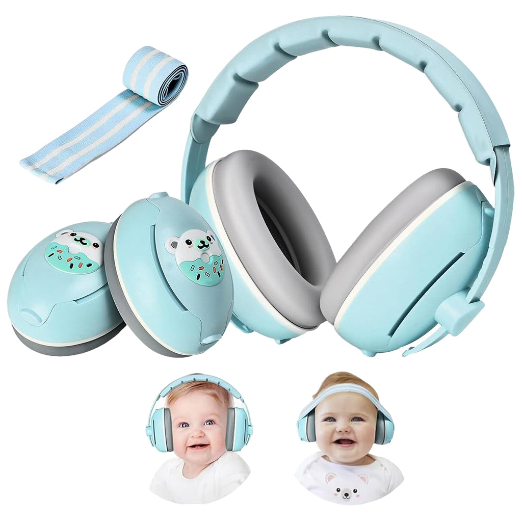 SNOWIE SOFT Adjustable Baby Ear Muff Noise Reduction Headphone 2 in 1 Noise Cancelling Ear Muffs with Interchangeable Headbands Flight Sleep Travel Baby Ear Muffs for Babies Toddlers 6-48 Months