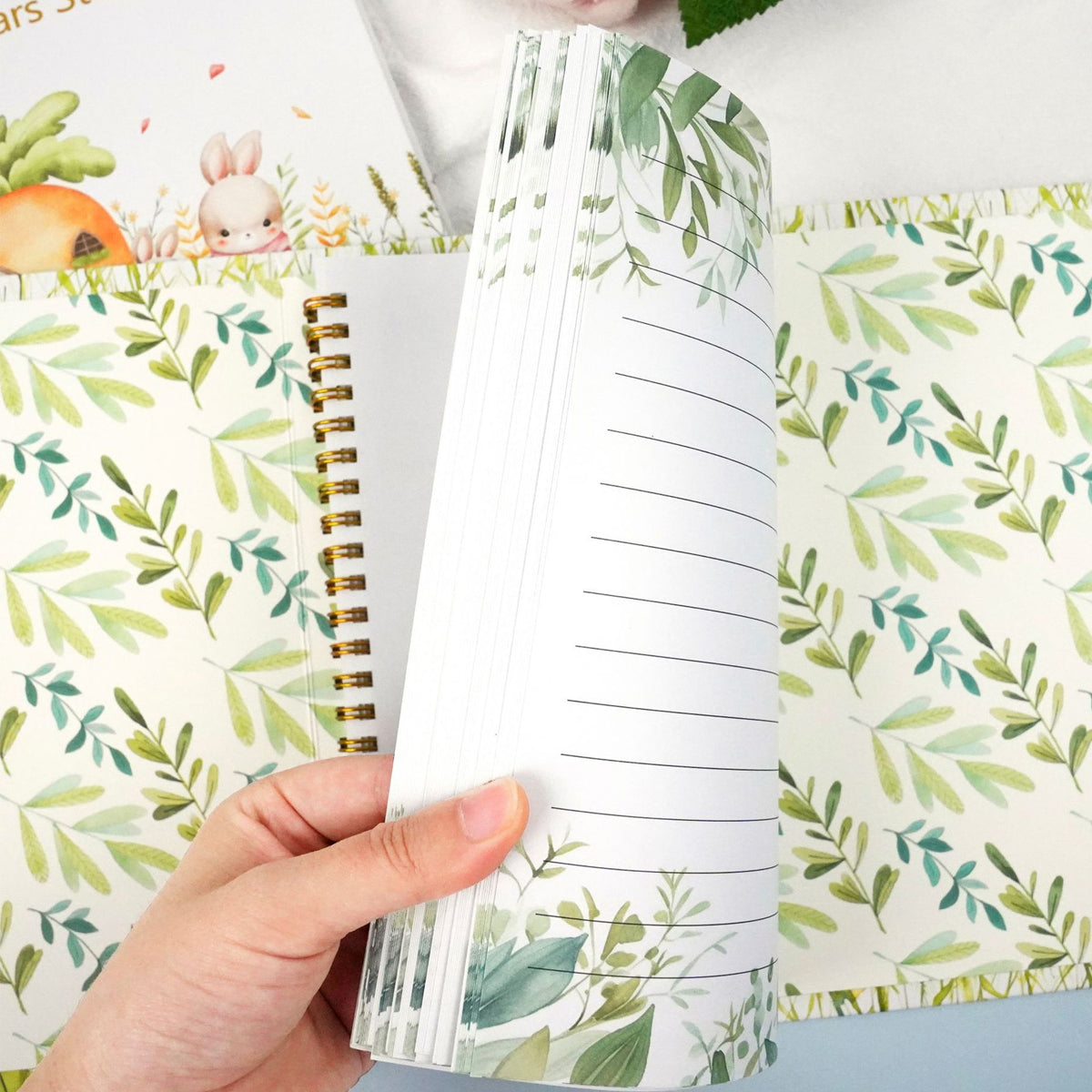 SNOWIE SOFT Baby Memory Book Cute Bunny Hard Cover 100 Page Baby Newborns Growth Record Book Mother to be DIY Photo Scrapbook Baby Milestone Book for 0-5 Years Old Baby Shower Gift New Parents Gift