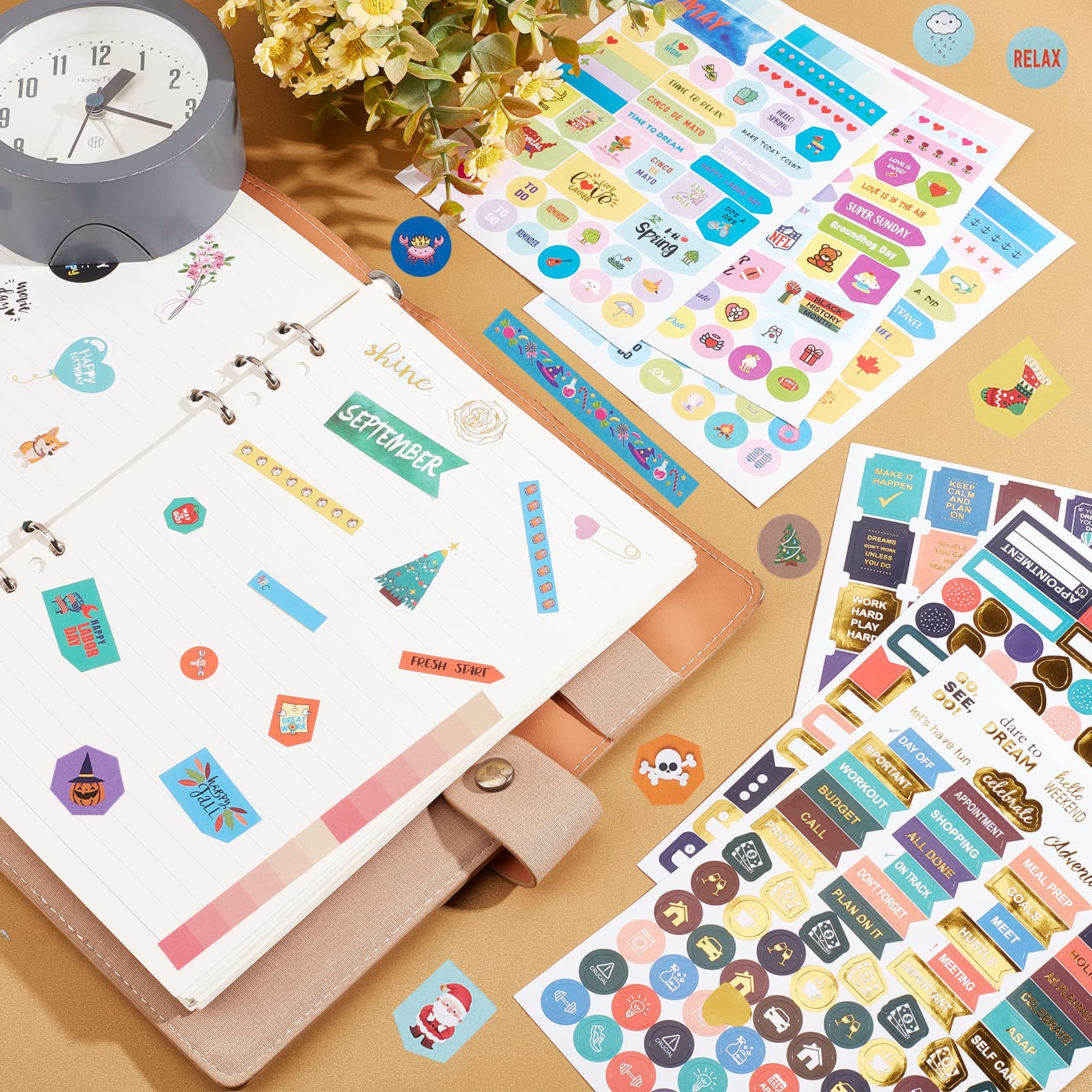 HASTHIP Planner Stickers for Calendar and Scrapbooking with 16 Sheets | Self‑Adhesive Paper