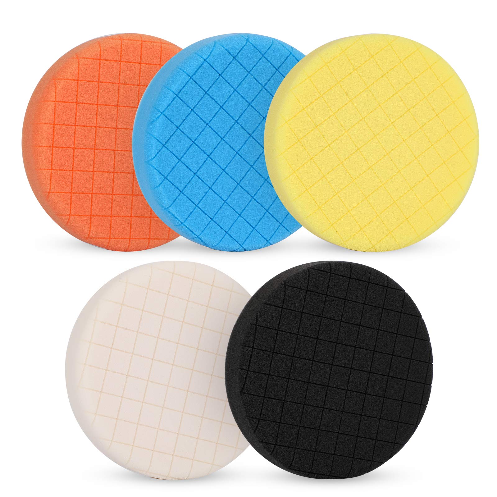 Serplex® 5pcs Buffing Polishing Pads for 6 inches Backing Plates Colorful Polishing Sponge Pads Sponge Buffing Pads for Polishing, Finishing, Waxing, Detailing