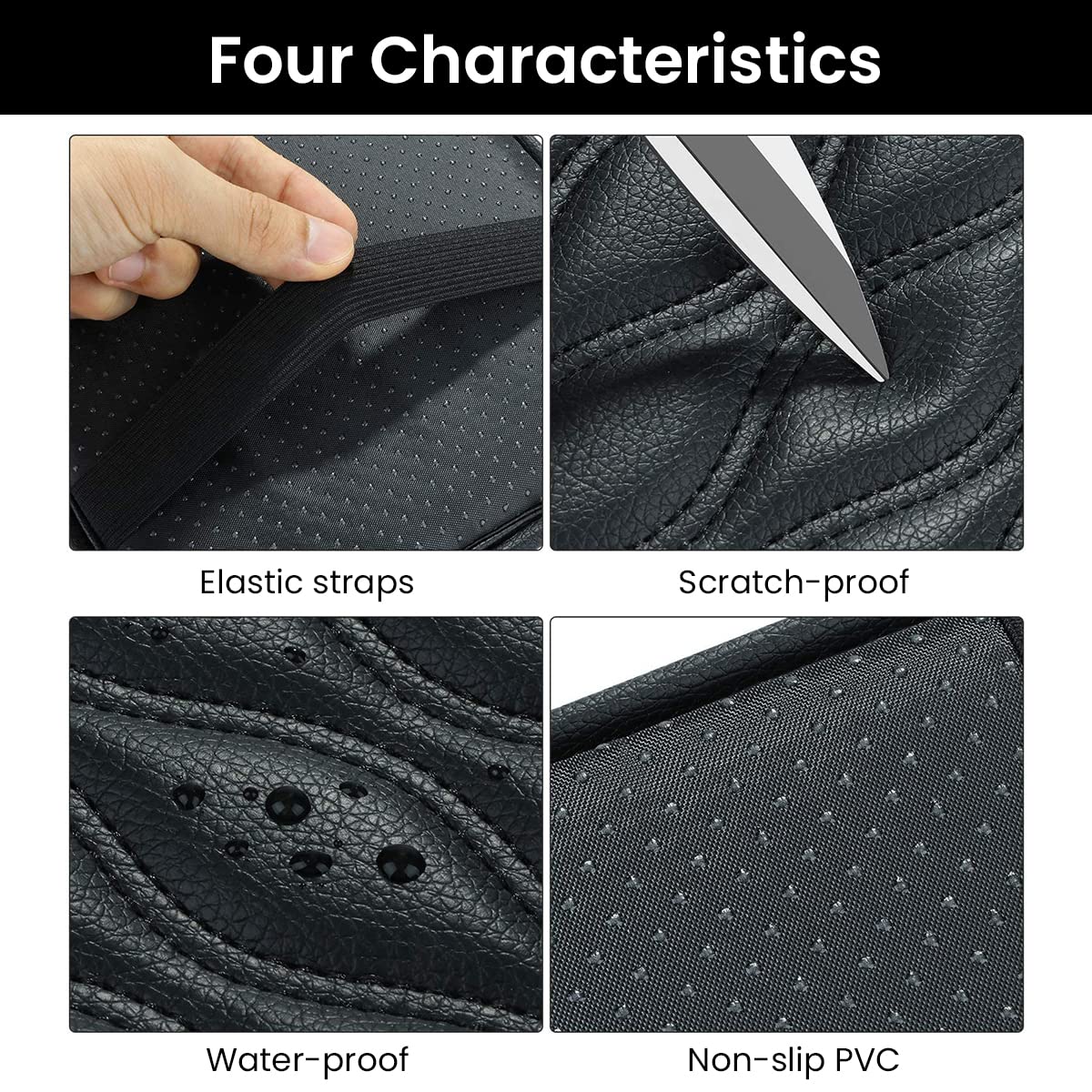 STHIRA Car Armrest Pad for Center Console with Dual Elastic Belts 8.26×11.8 in PU Leather | Fits Most Vehicles