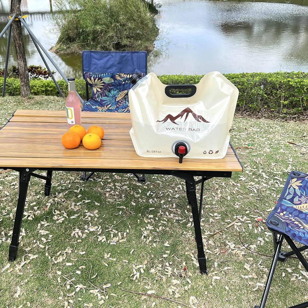 ZIBUYU Collapsible Water Bag for Camping with Rotating Spigot and 8L PVC Storage | Khaki