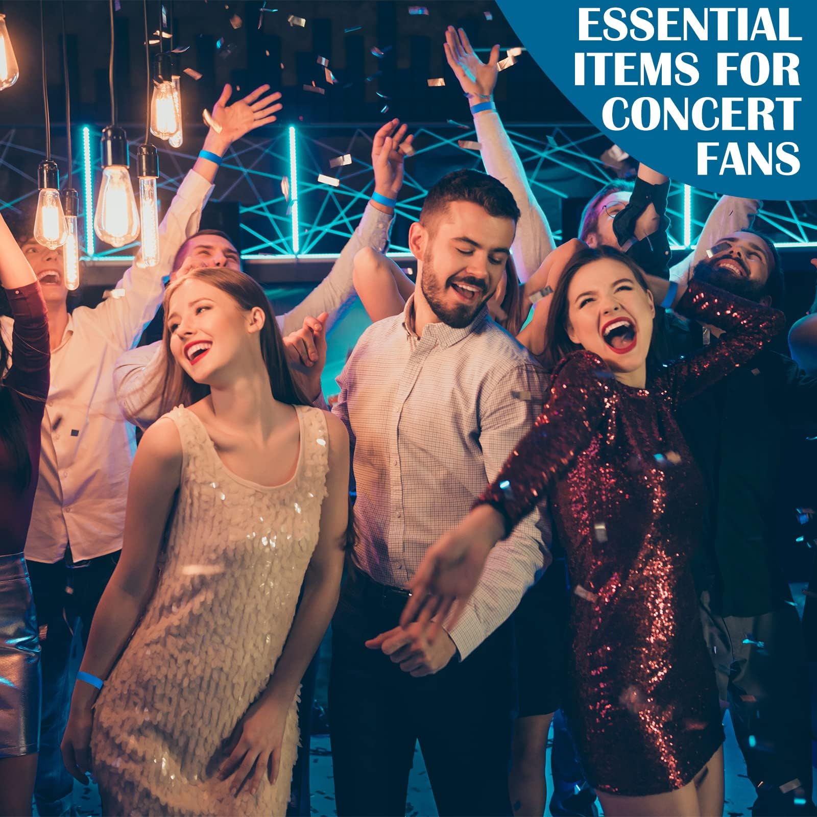 HASTHIP Paper Wristbands for Events with Self Adhesive Closure and 300 Count Blue Set | Waterproof 25cm Bands for Concerts and Parties