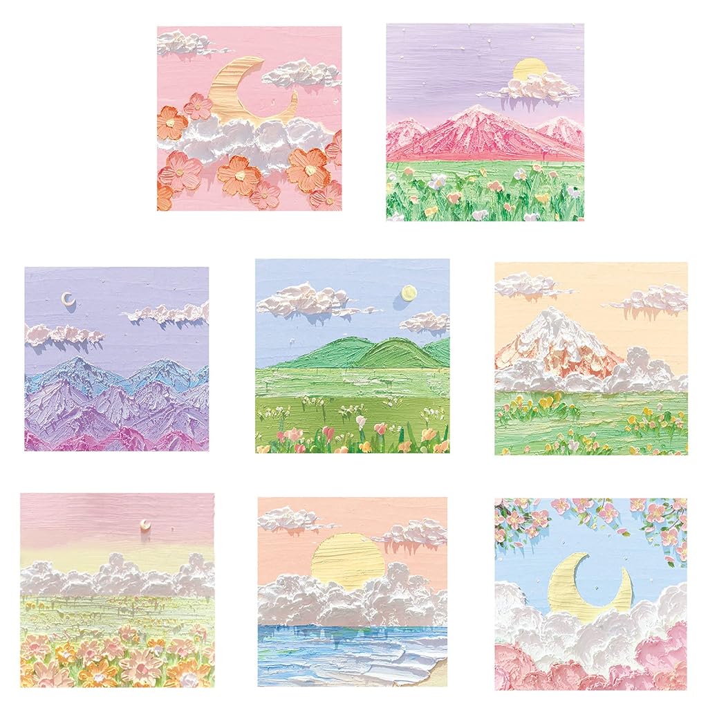 Climberty® 3.14 Inches 8 Pack Aesthetic Oil Painting Sticky Notes, 640 Sheets Sticky Notes Set, Office School Supplies for Note Taking