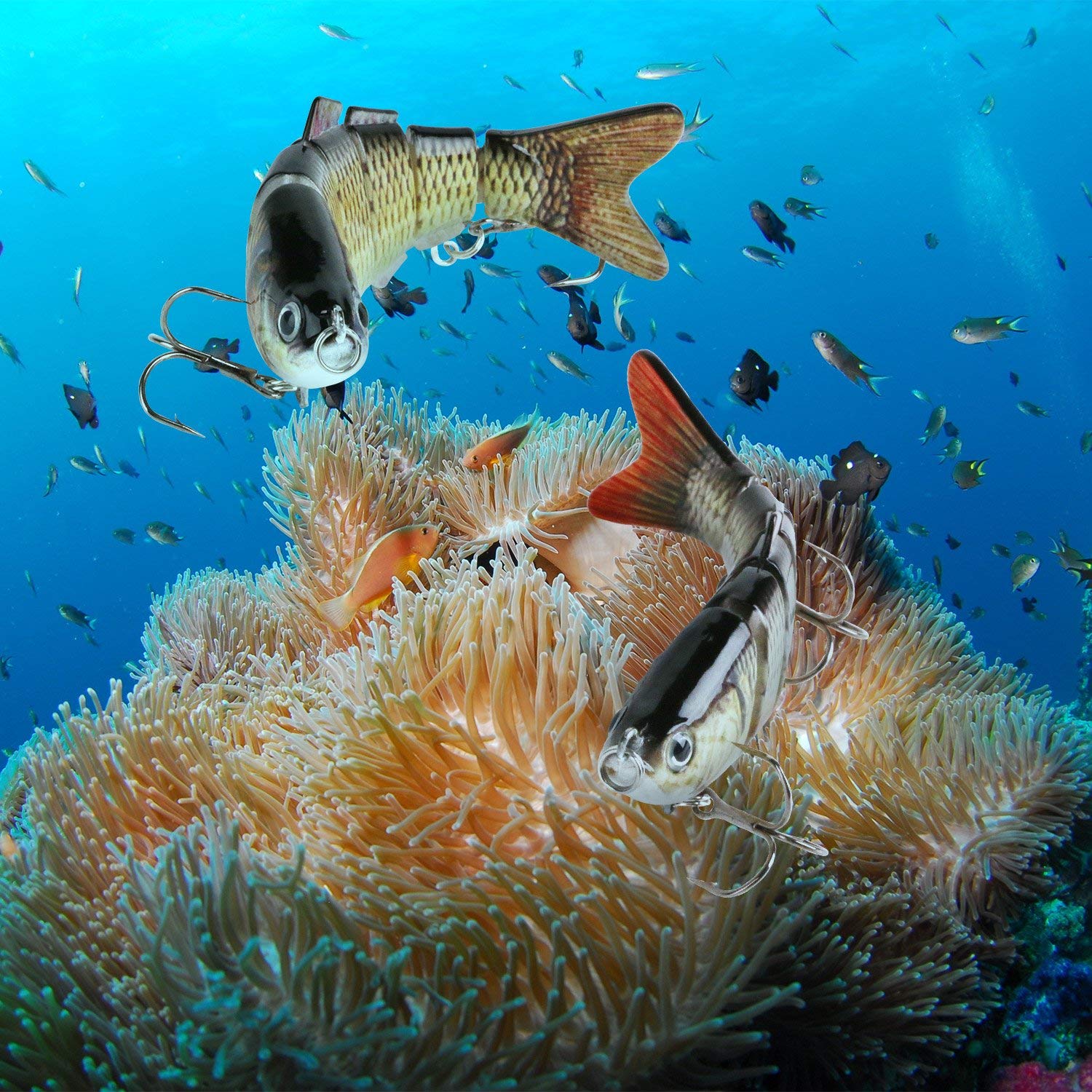 Scotamalone Fishing Baits 2 Pack featuring 6 Segment Swimbait 10cm 19g with Carbon Steel Hooks