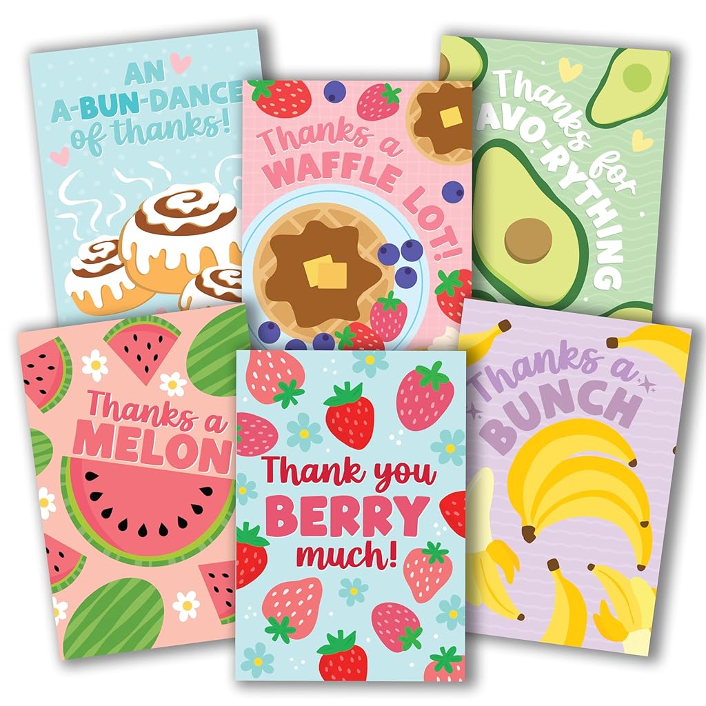 OFIFO® Colorful Thank You Cards (with Envelopes), 12 Unique Designs, Blank Small Cards, Suitable for Teachers, Employees, Graduation, Farewell and Other Festive Occasions, 12.7cmx17.8cm