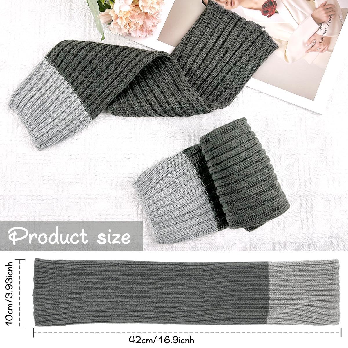 Venzina Leg Warmers for Women featuring Stretchy Knit Design in Grey | Retro Style Boot Socks