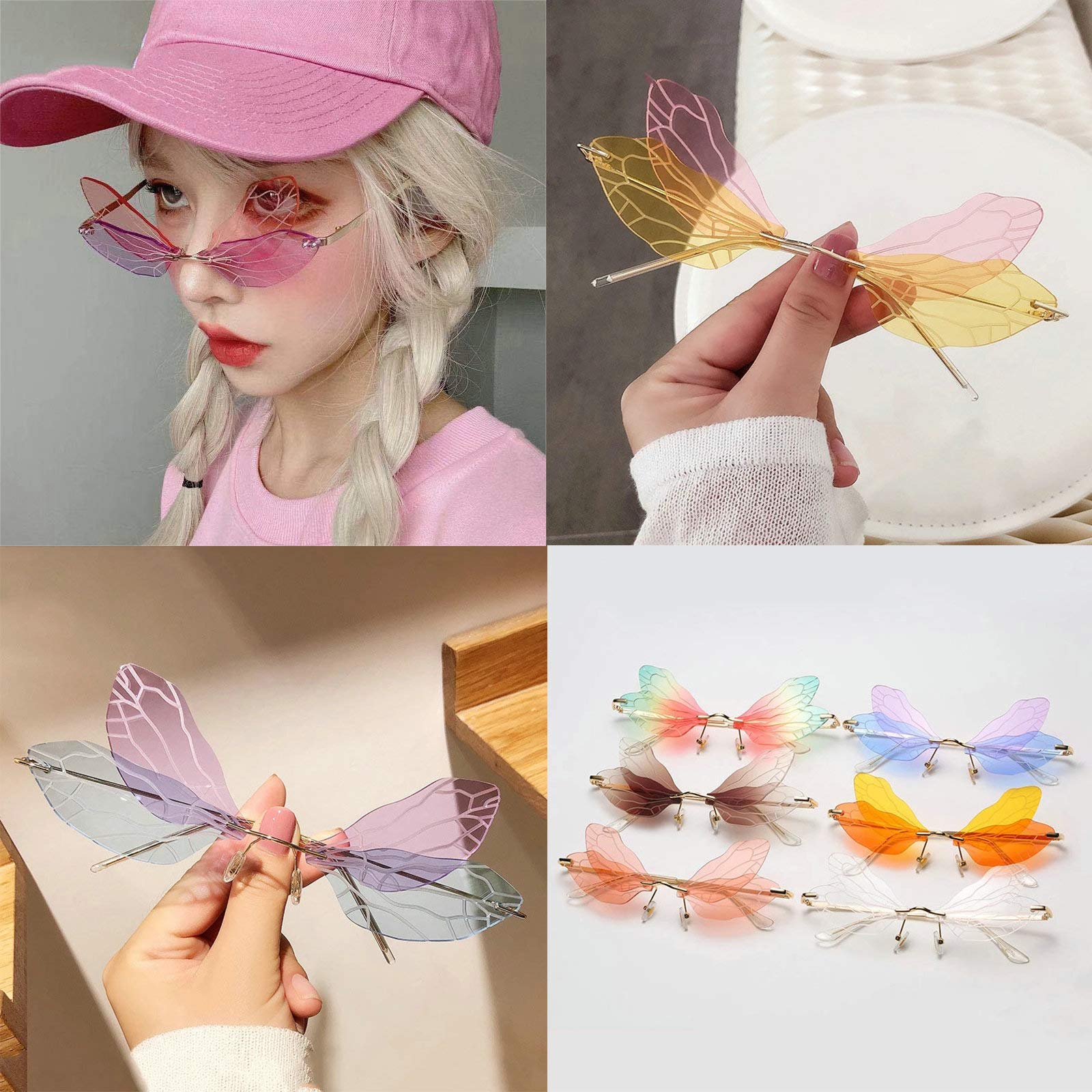 PALAY Sunglasses for Women with 46 mm Frame Height and Unique Frameless Dragonfly Wing Shape | Includes Storage Case and Cleaning Wipe
