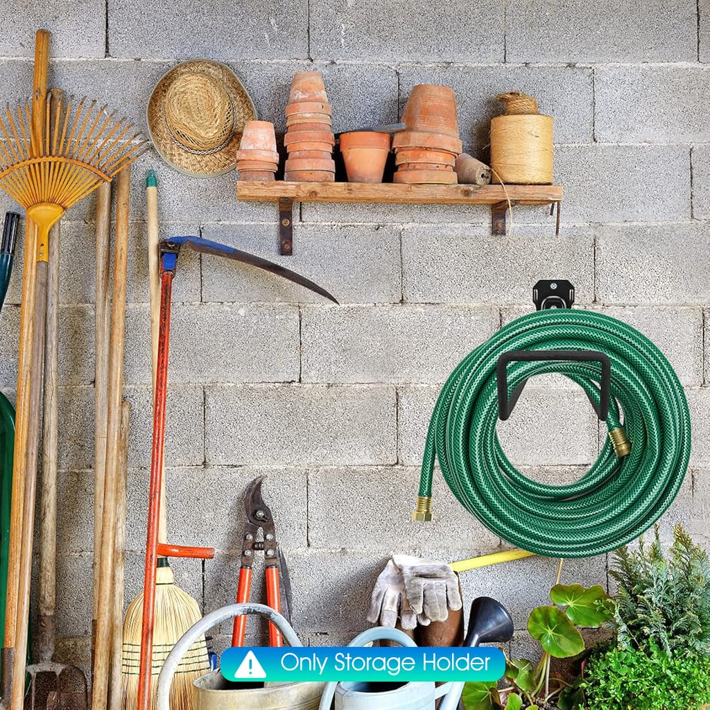 ZIBUYU Pipe Holder for Wall Mounted Hose Storage with 3 Screw Holes and Metal Hook | Fits Hoses up to 100ft