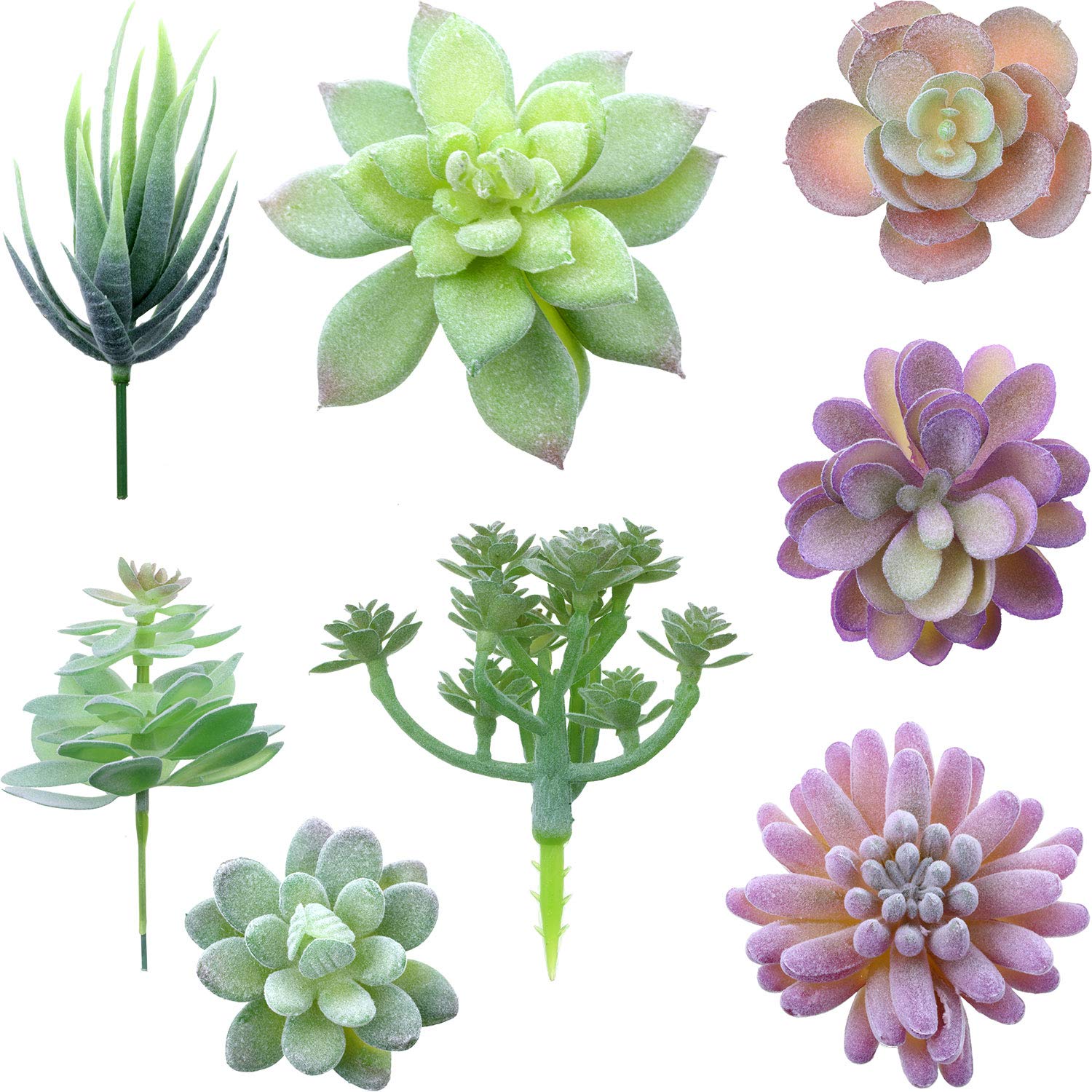 HASTHIP Artificial Plants for Home Decor with 8Pcs Textured PVC Succulents | Indoor DIY Arrangements