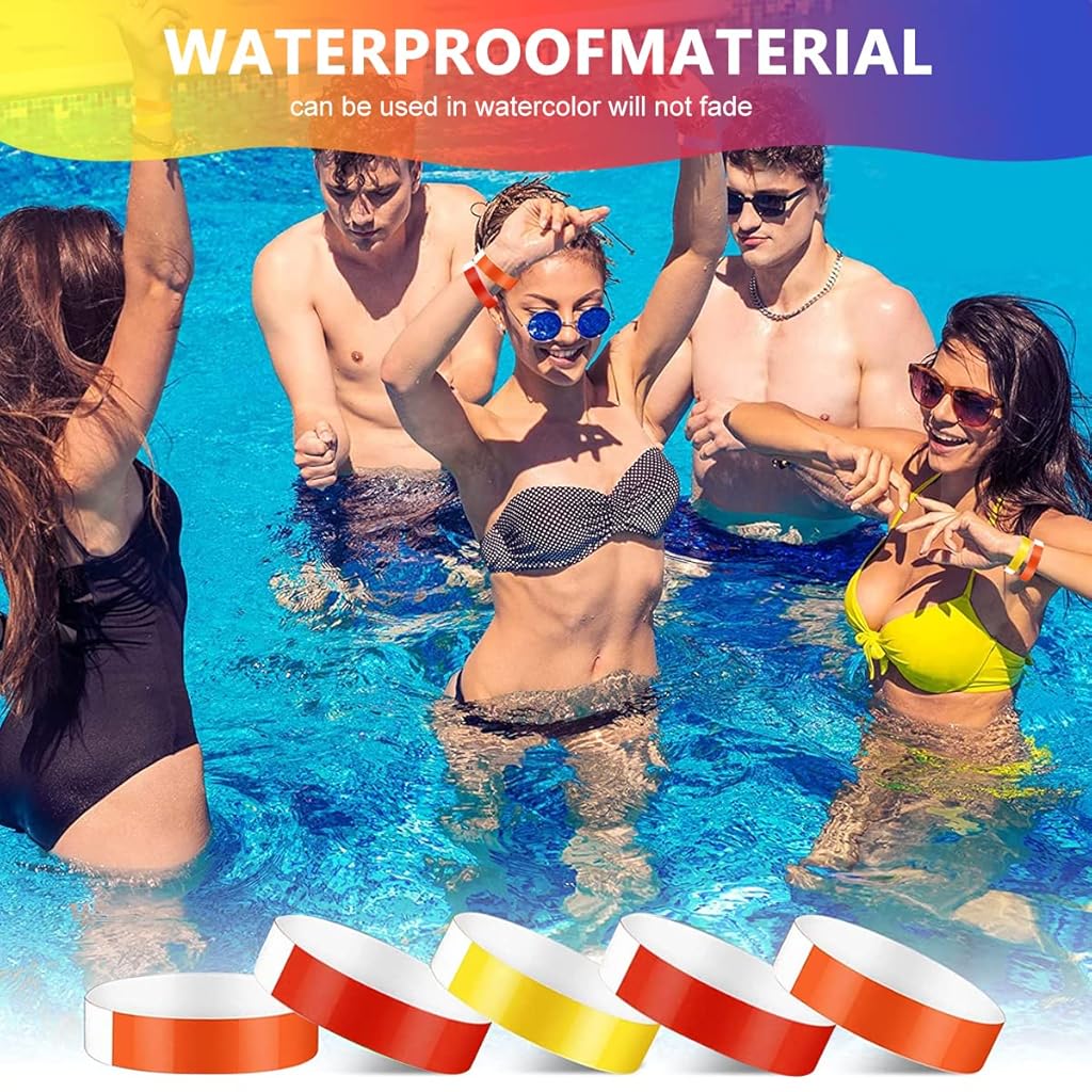 HASTHIP® 600 Pack Paper Wristbands Neon Wrist Bands for Events Variety Neon Wrist Bands Lightweight Concert Wristbands Colored Waterproof Hand Bands for Party(100*Red+100*Orange+100*Yelllow)