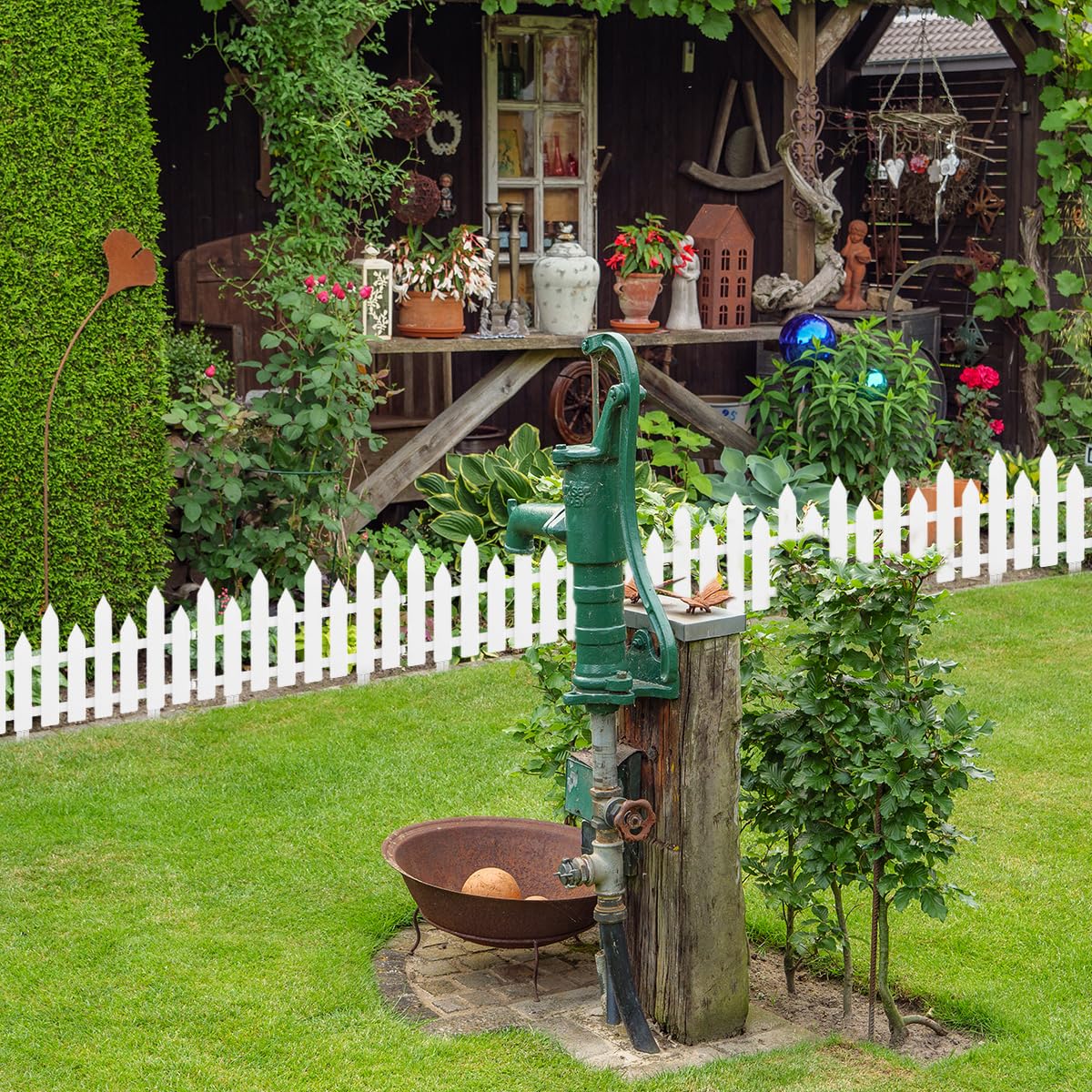 HASTHIP Garden Fence Border Edging for Flower Beds featuring Pointy Stake Connection 12PCS PVC
