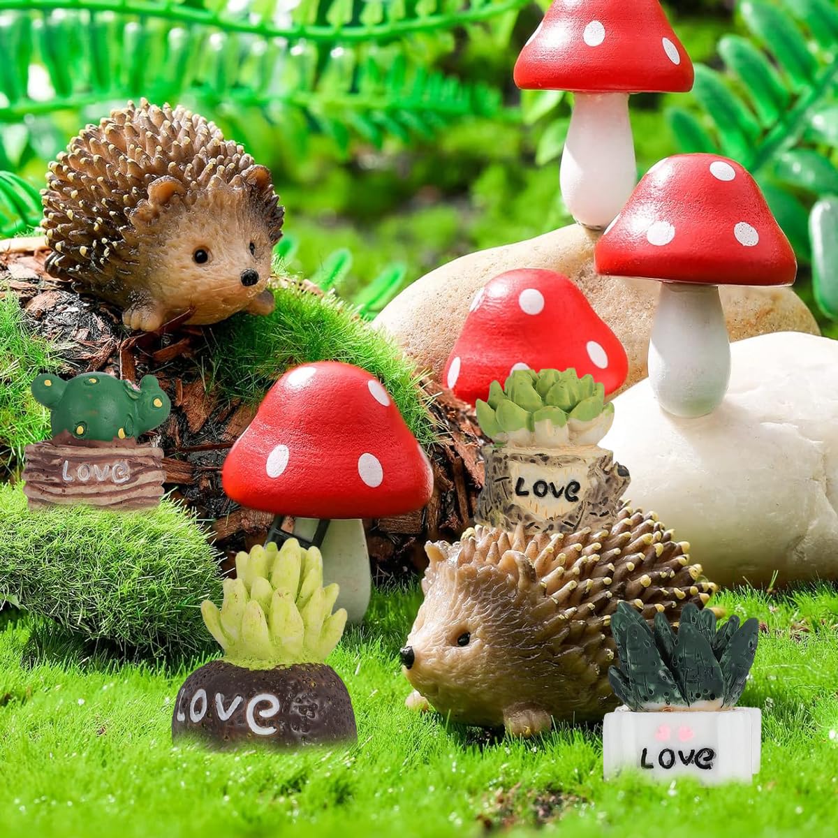 HASTHIP Cactus Micro Landscape Plants 2.3x2.2cm for Desk Decor with PVC Mini Succulents | Dollhouse Garden Display