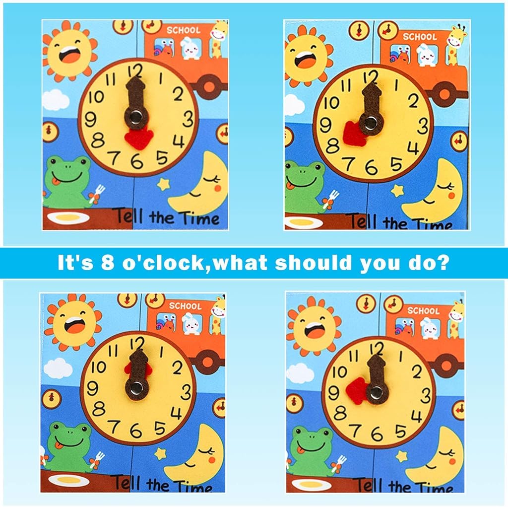 SNOWIE SOFT® Cloth Book for Toddlers Baby Cloth Sensory Book Zip-around Cloth Book Early Educational Toy Activity Book Fun Cartoon Busy Book, 17x24cm