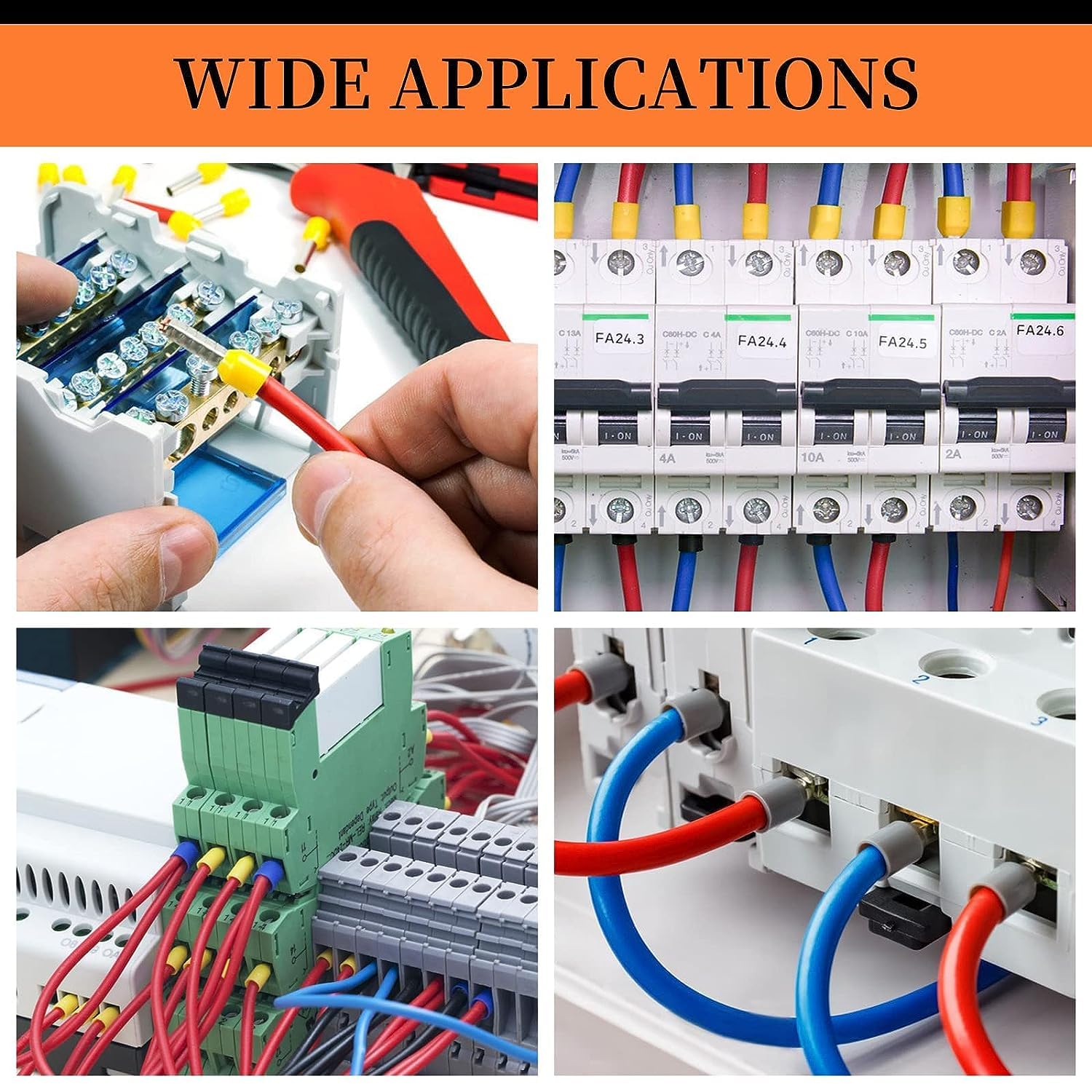 HASTHIP Electronic Wire Ferrules Kit 3600pcs for AWG23‑7 with Copper Crimp Connectors | Insulated Pin End Terminals for Electrical Wiring