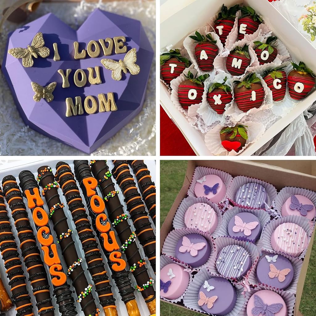 Supvox® 10PCS Alphabet Silicone Molds Creative Number Flower Multi Heart-Shaped Food Grade Safe for Pastry Cookies Chocolate Resin Art