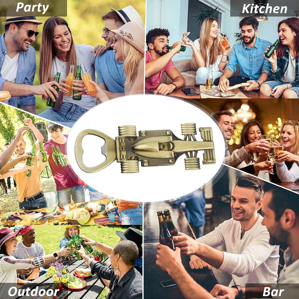 HASTHIP Racing Car Bottle Opener for Beer and Soda | 4 in Zinc Alloy Gift for Men