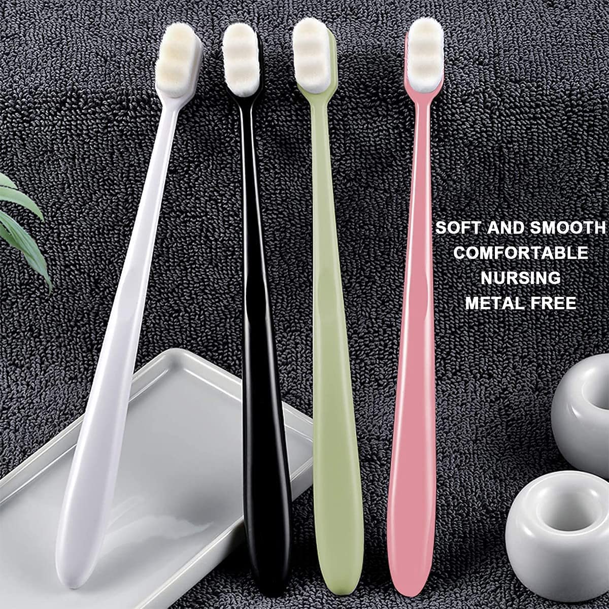 HANNEA Extra Soft Toothbrushes for Sensitive Teeth with 15000 Nano Bristles | Pack of 4