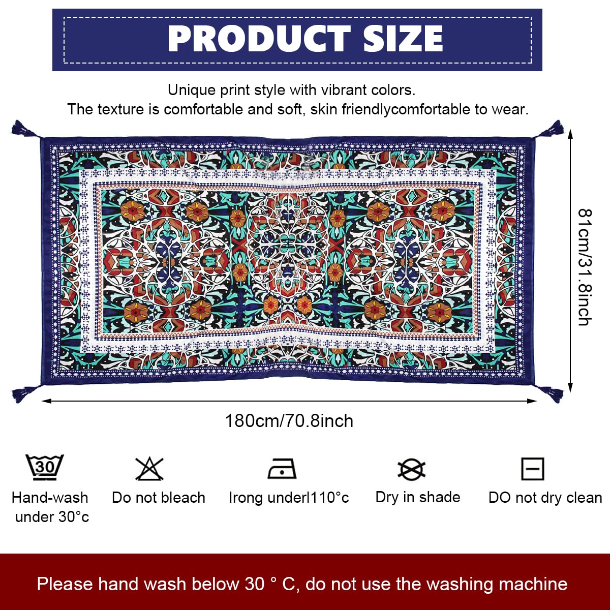 Venzina Satin Scarf for Women with Colorful Tassel and Soft Polyester Satin 180×90cm | Beach Shawl Wrap and Sun Protection