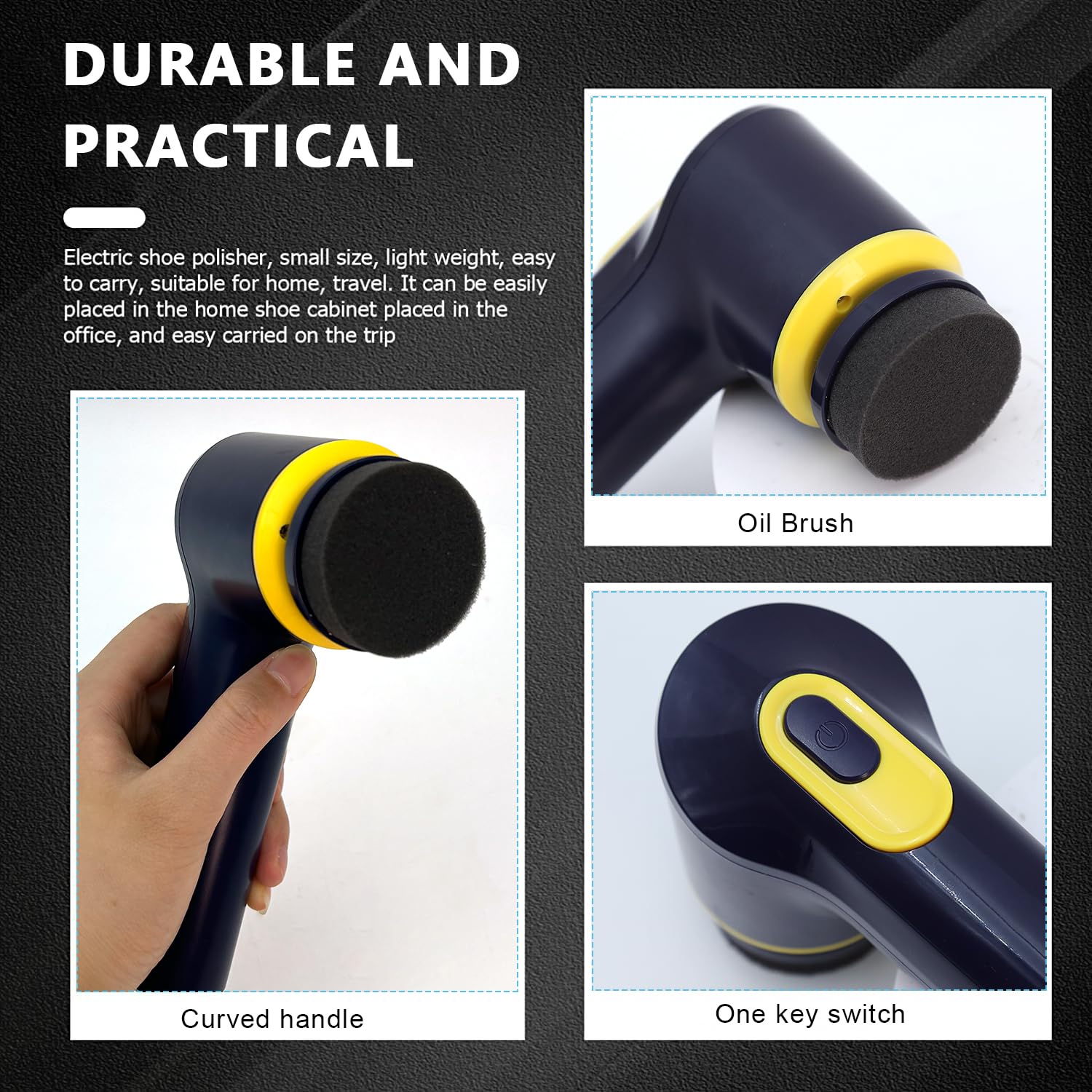HASTHIP Electric Shoe Brush for Leather Shoes with 3 Brush Heads and 1200mAh USB Rechargeable System