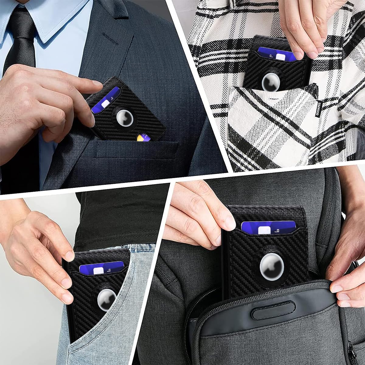 Venzina Wallet for Men with Airtag Slot featuring 5 Card Slots and PU Leather Bifold Design