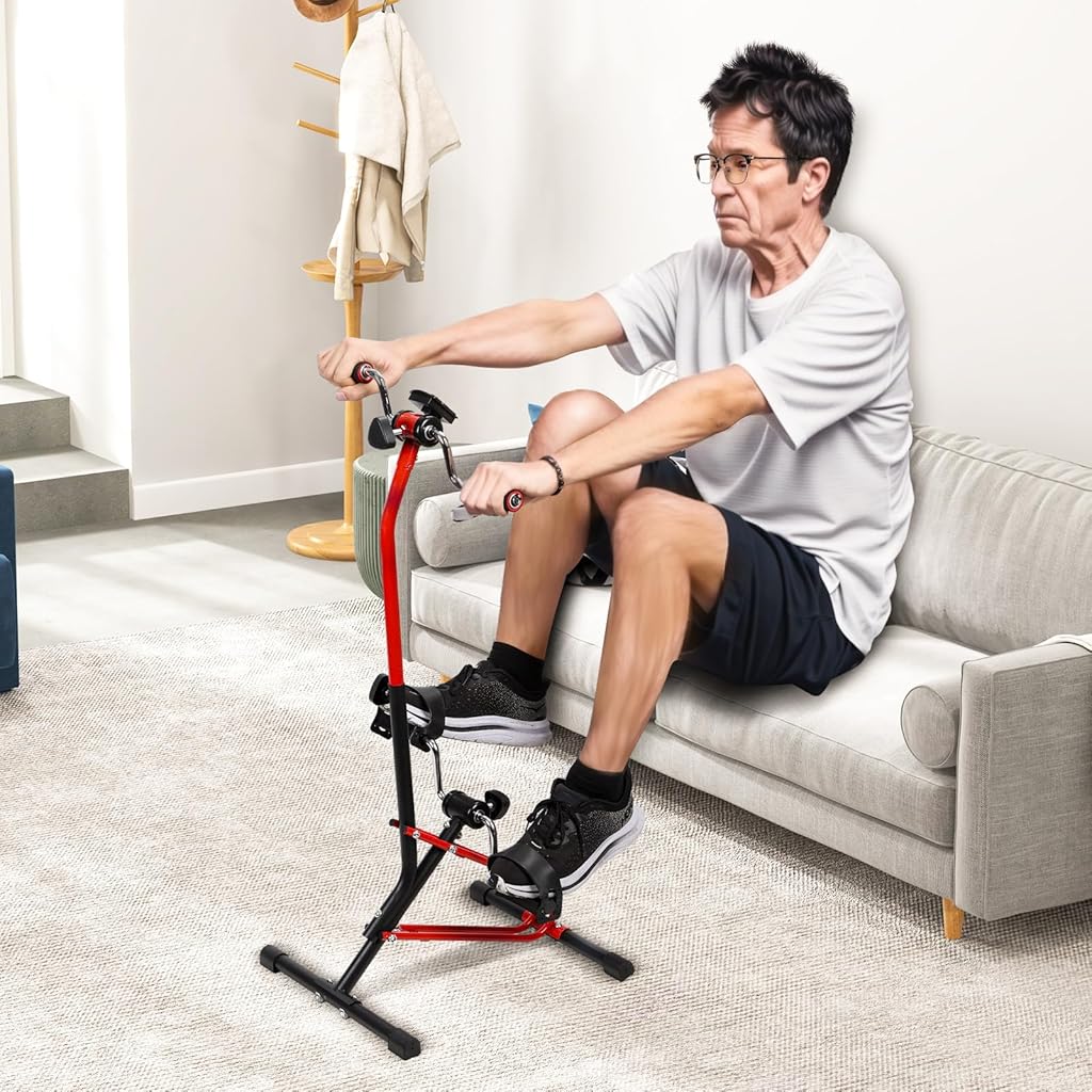 Proberos® Pedal Exerciser for Legs and Hands, Adjustable Height & Resistance, Non-Slip Exercise Cycle for Home with Dual Hand Rockers, Leg Exercise Equipment for Elderly and All Ages
