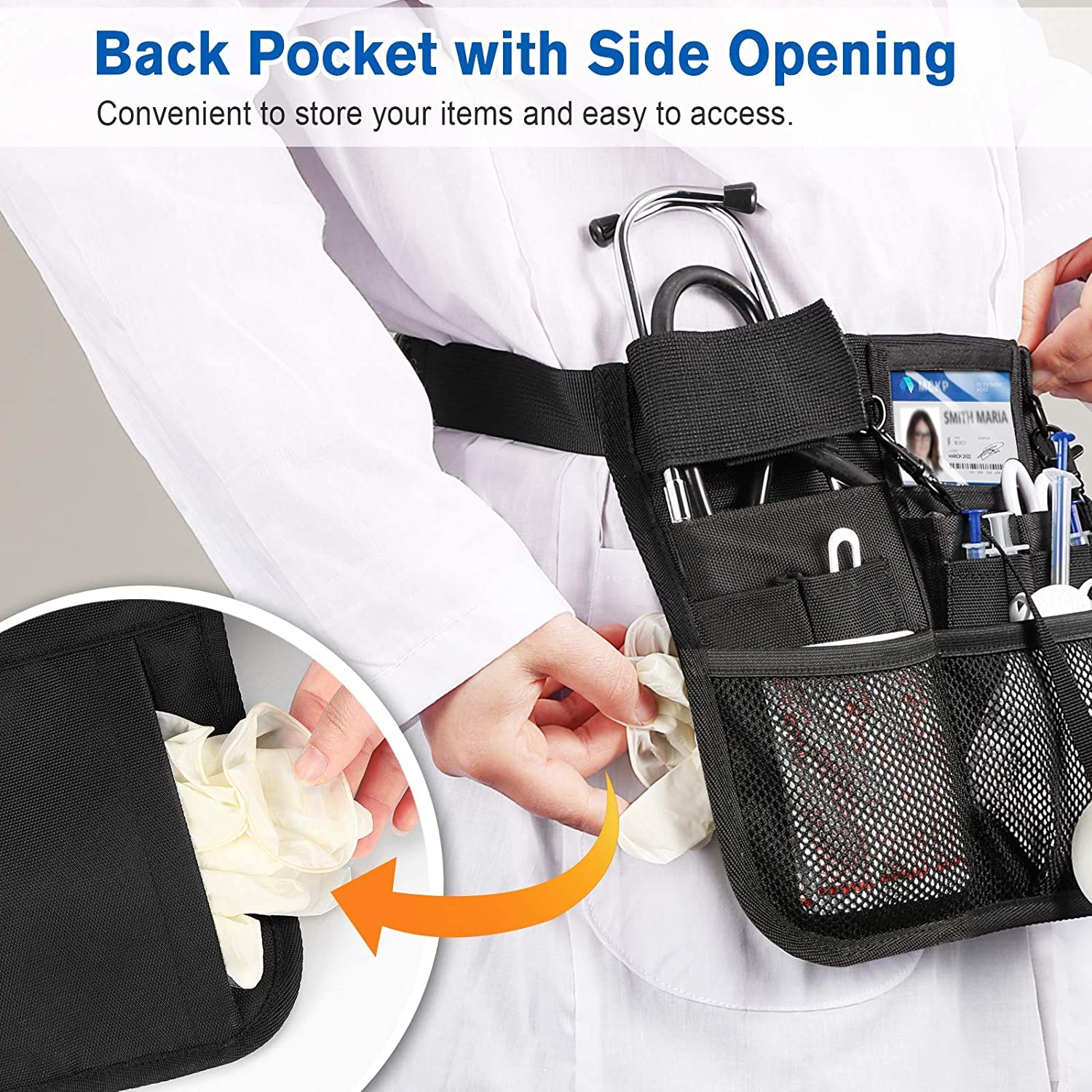 ZIBUYU Waist Bag for Nurses with Multi Compartment Design and Adjustable 24–45 in Belt | Black