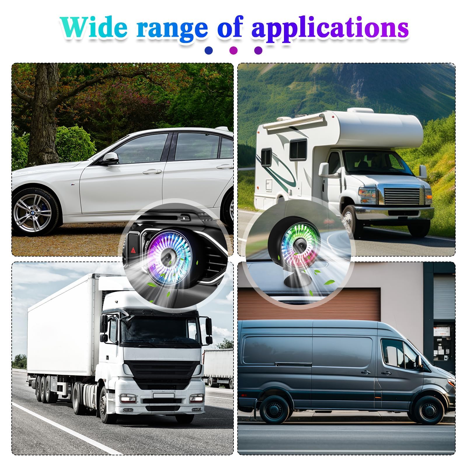 STHIRA USB Car Fan for Dashboard and Air Vent with 3 Speeds and 80cm Cable | LED Cooling