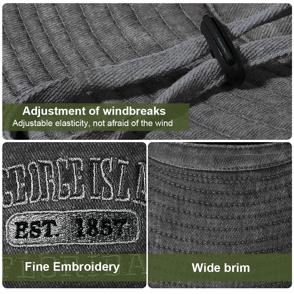 Zibuyu Cowboy Hat for Outdoor Adventures with 8cm Wide Brim and Adjustable Chin Strap | Black