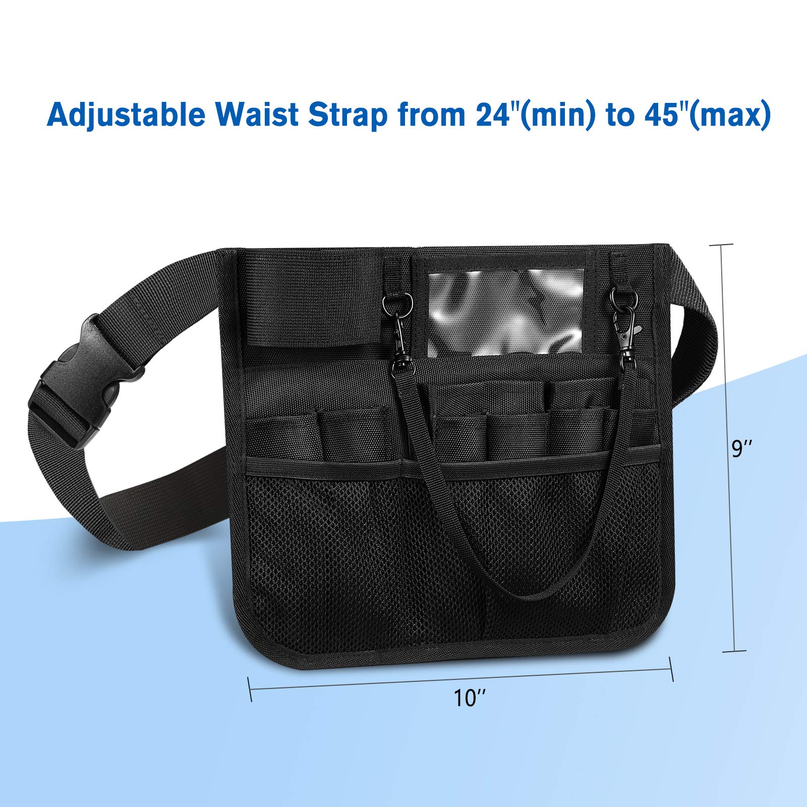 ZIBUYU Waist Bag for Nurses with Multi Compartment Design and Adjustable 24–45 in Belt | Black
