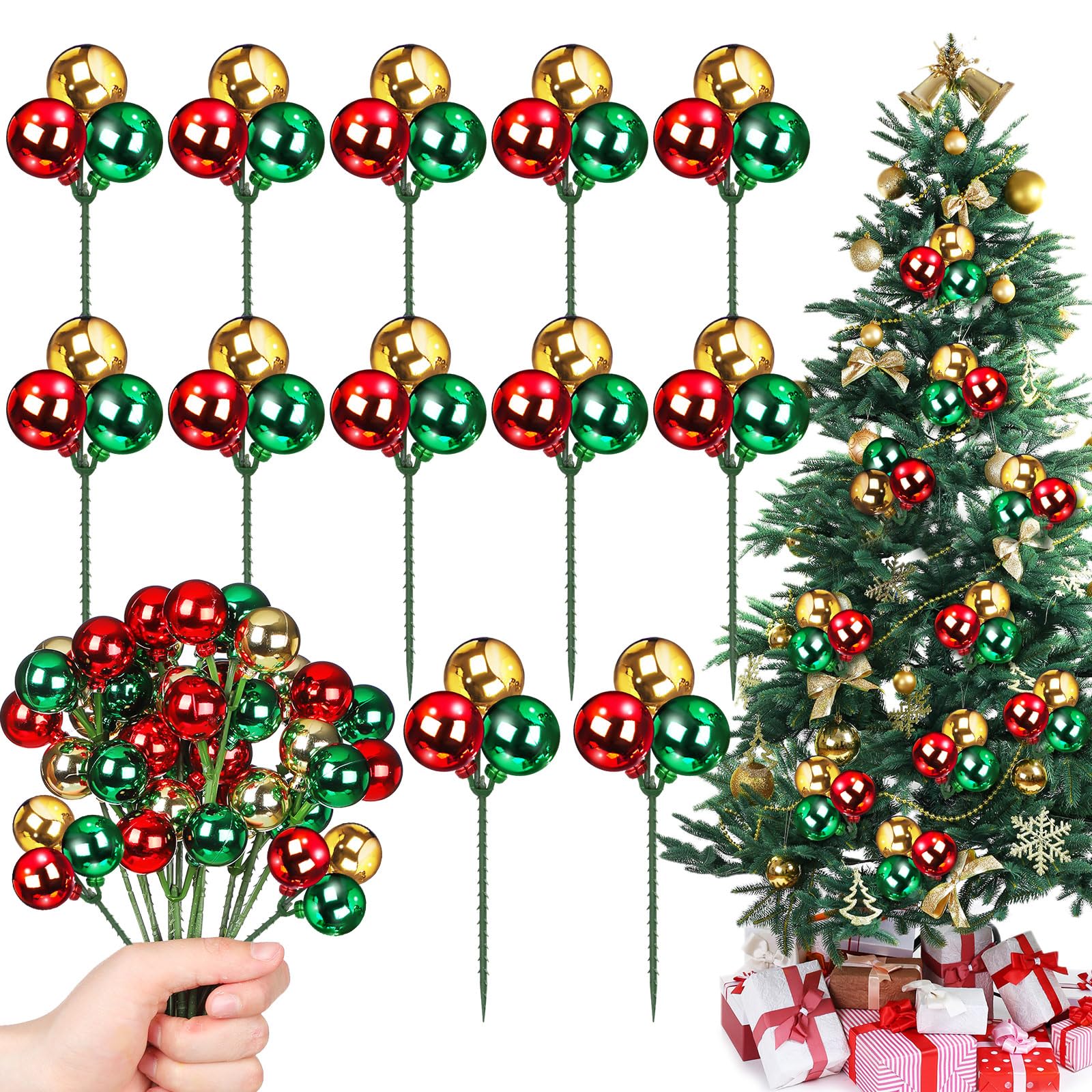 HASTHIP® 12 Set 7.9 Inch Christmas Ball Ornaments